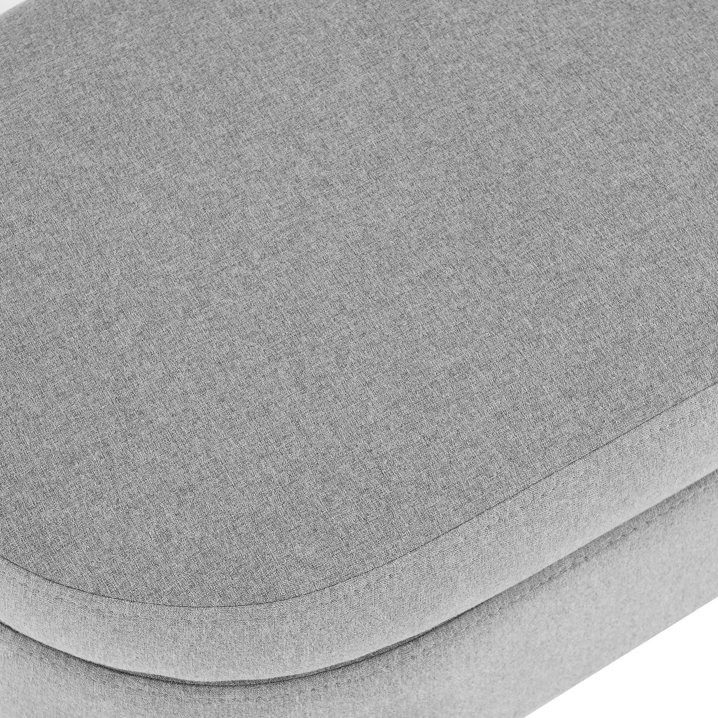 Oval Storage Bench with Rubber Wood Legs - Grey Upholstered Ottoman, 43.5x16x16 - Stylish Seating & Hidden Storage