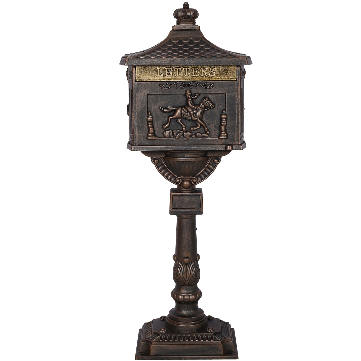 Cast Aluminum Postal Box, Durable Bronze Mailbox for Home & Office, Secure Outdoor Mail Storage, Rustic Design