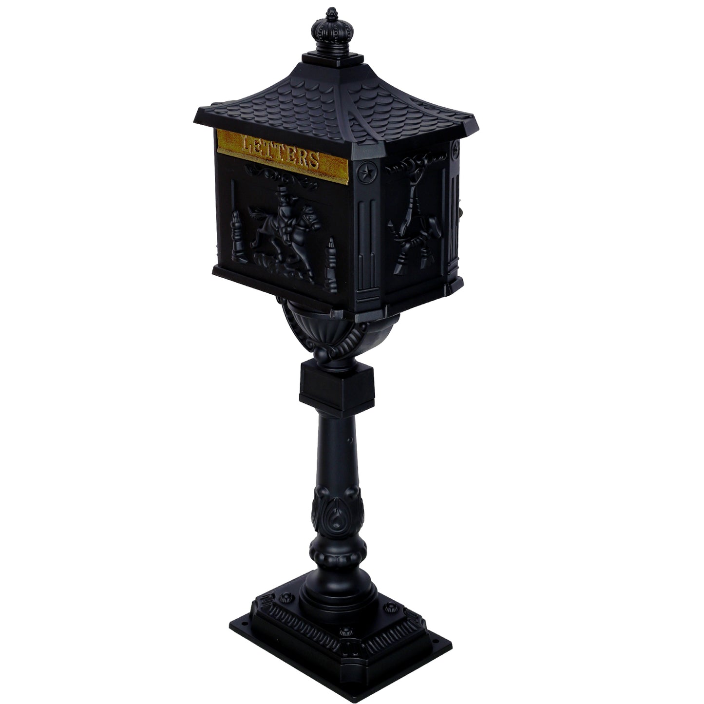 Cast Aluminum Black Postal Box - Durable Mailbox for Home or Office - Weather-Resistant and Secure Design
