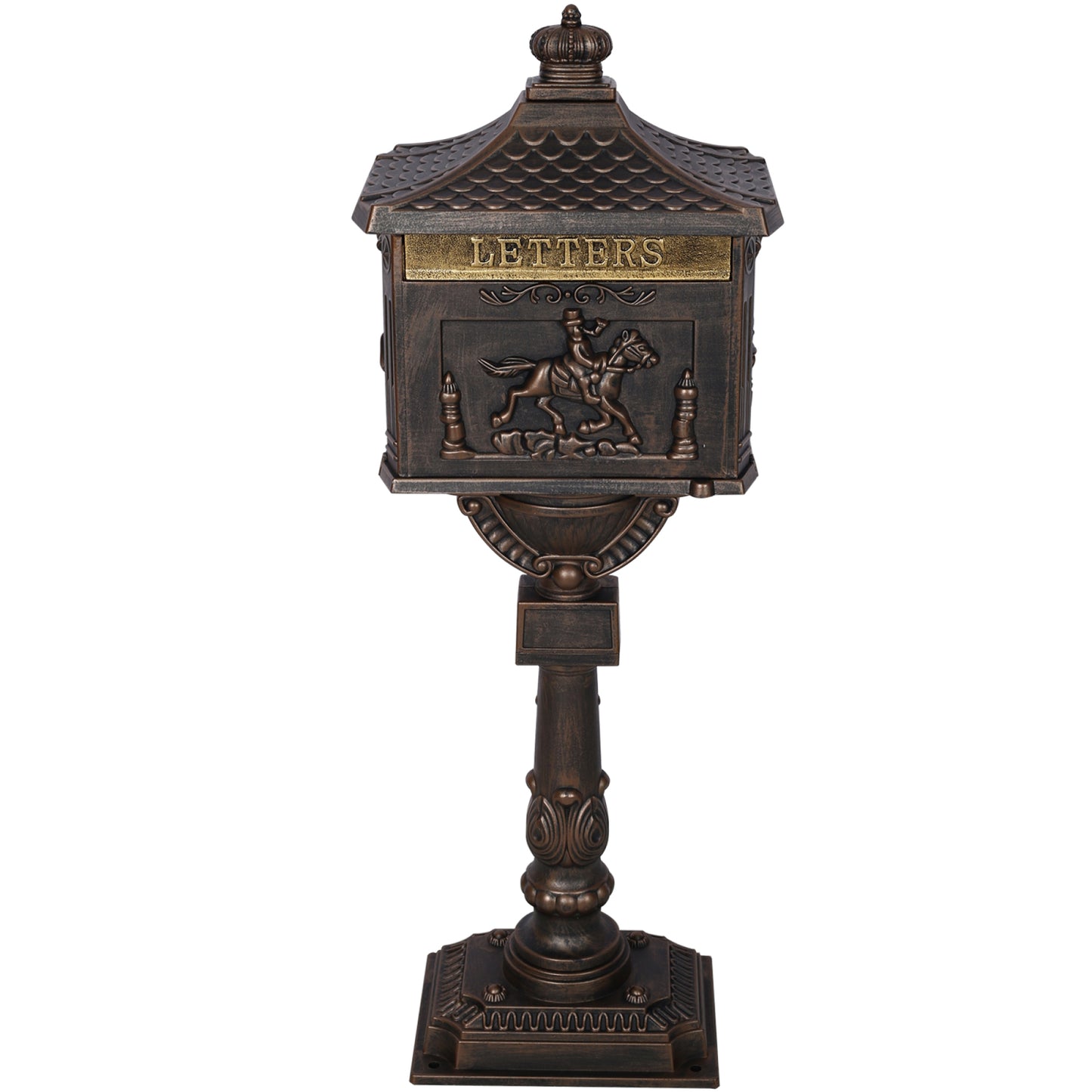 Cast Aluminum Postal Box, Durable Bronze Mailbox for Home & Office, Secure Outdoor Mail Storage, Rustic Design