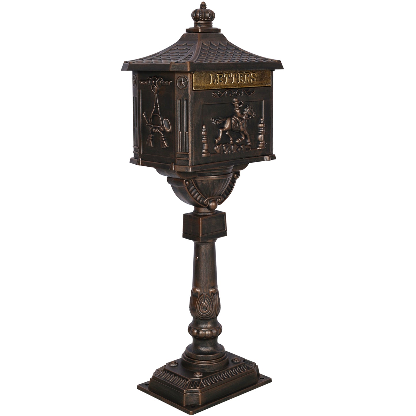 Cast Aluminum Postal Box, Durable Bronze Mailbox for Home & Office, Secure Outdoor Mail Storage, Rustic Design