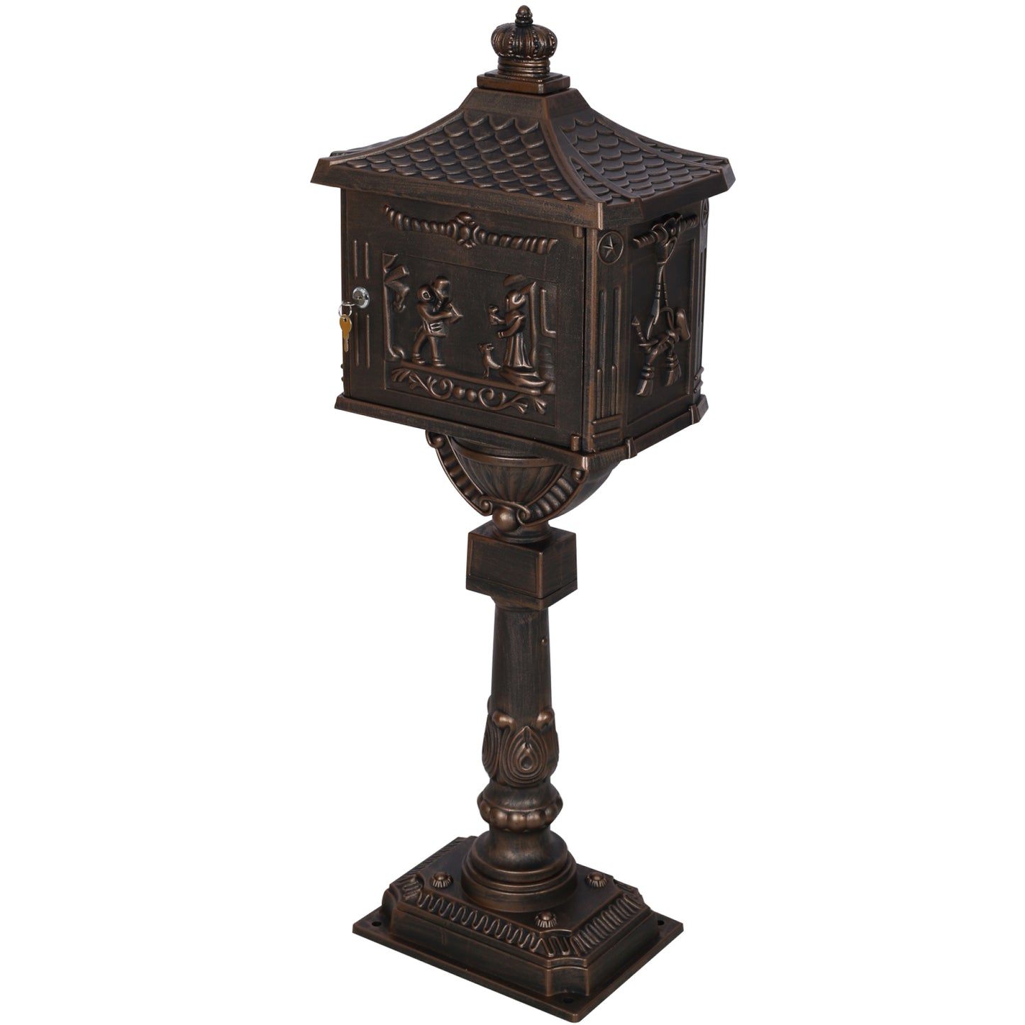 Cast Aluminum Postal Box, Durable Bronze Mailbox for Home & Office, Secure Outdoor Mail Storage, Rustic Design