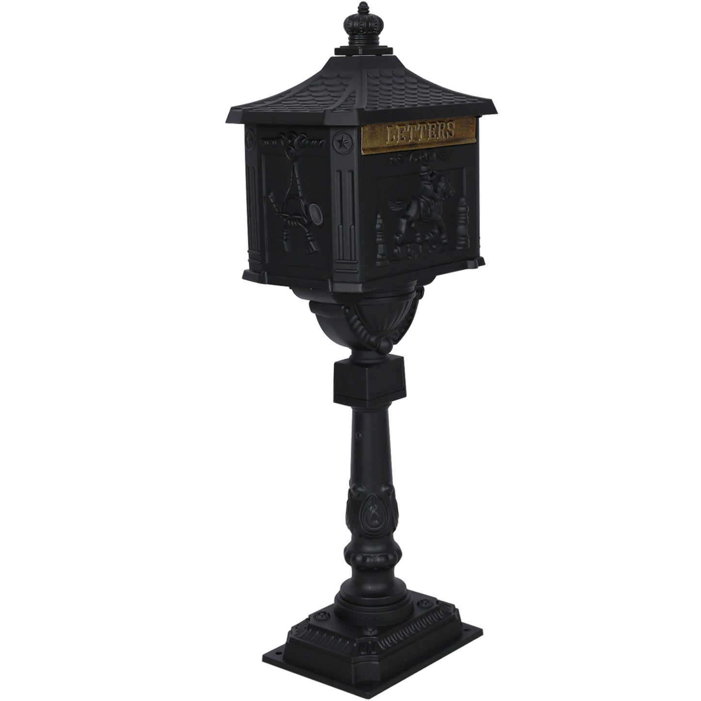 Cast Aluminum Black Postal Box - Durable Mailbox for Home or Office - Weather-Resistant and Secure Design