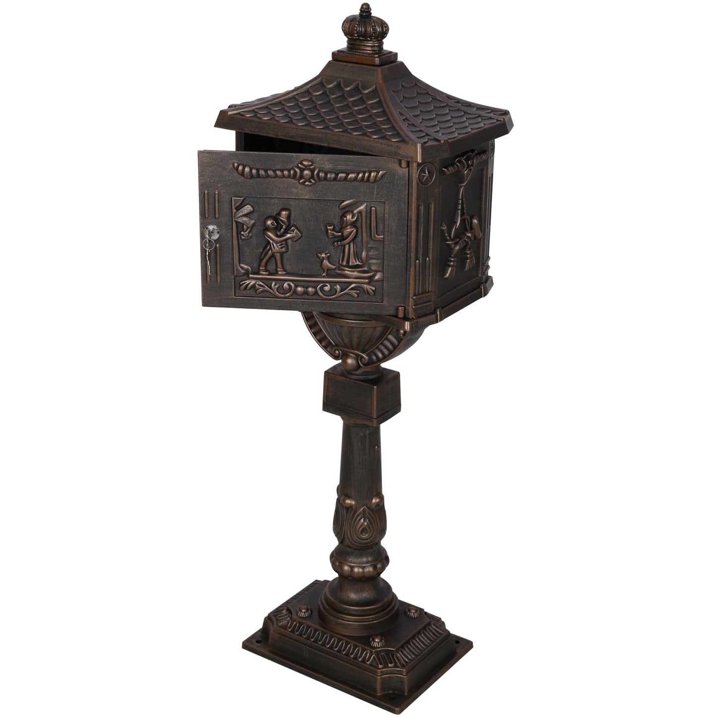 Cast Aluminum Postal Box, Durable Bronze Mailbox for Home & Office, Secure Outdoor Mail Storage, Rustic Design