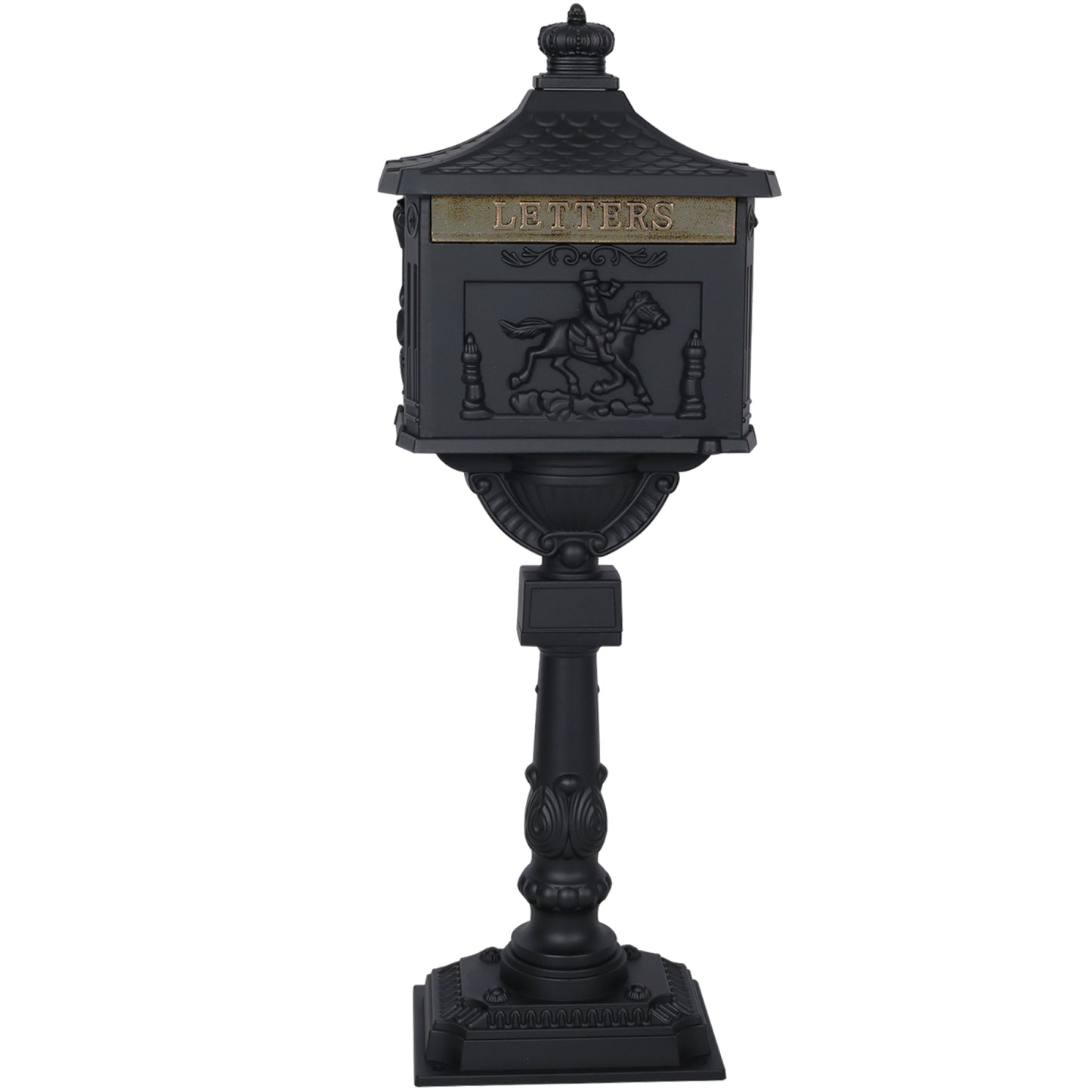 Cast Aluminum Black Postal Box - Durable Mailbox for Home or Office - Weather-Resistant and Secure Design