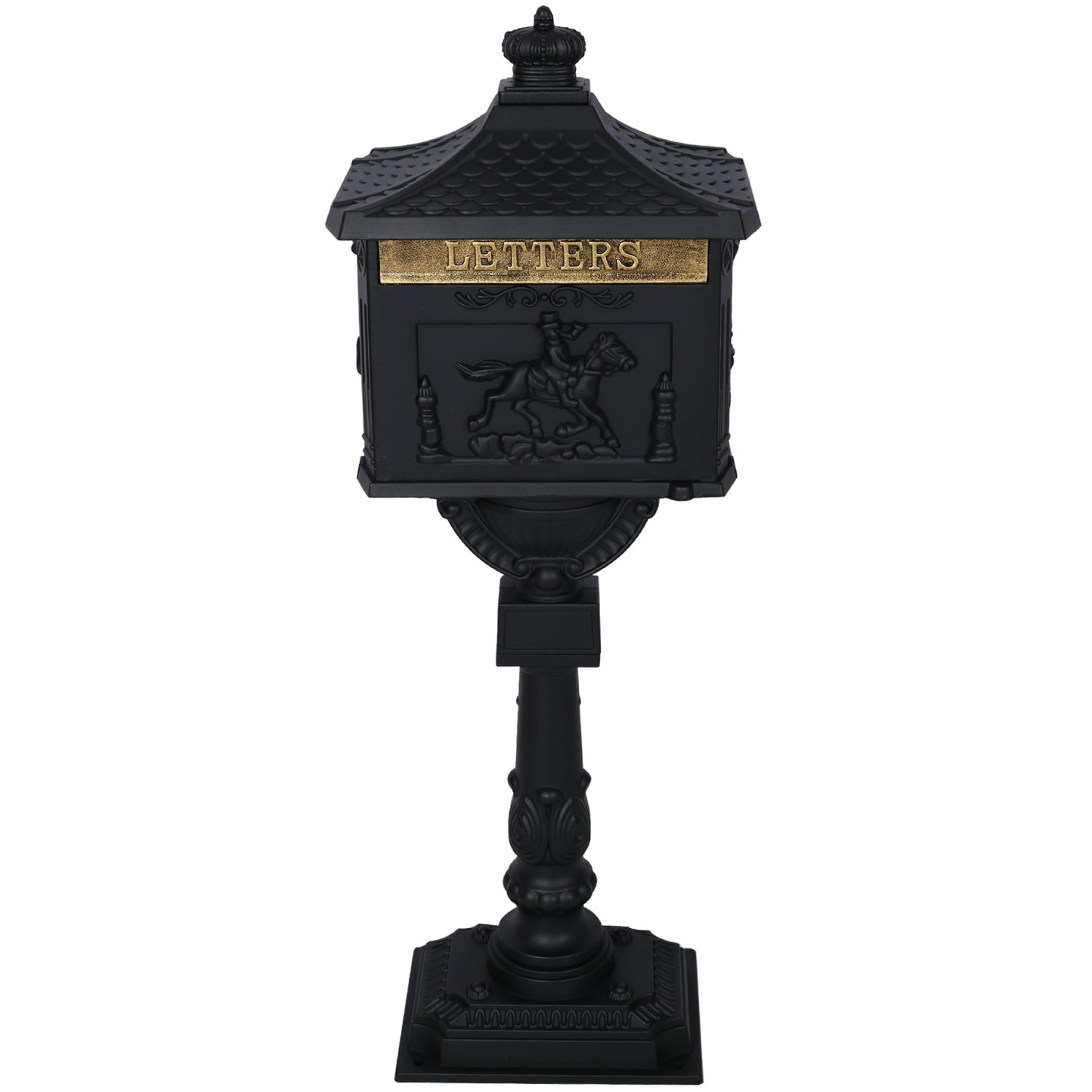 Cast Aluminum Black Postal Box - Durable Mailbox for Home or Office - Weather-Resistant and Secure Design