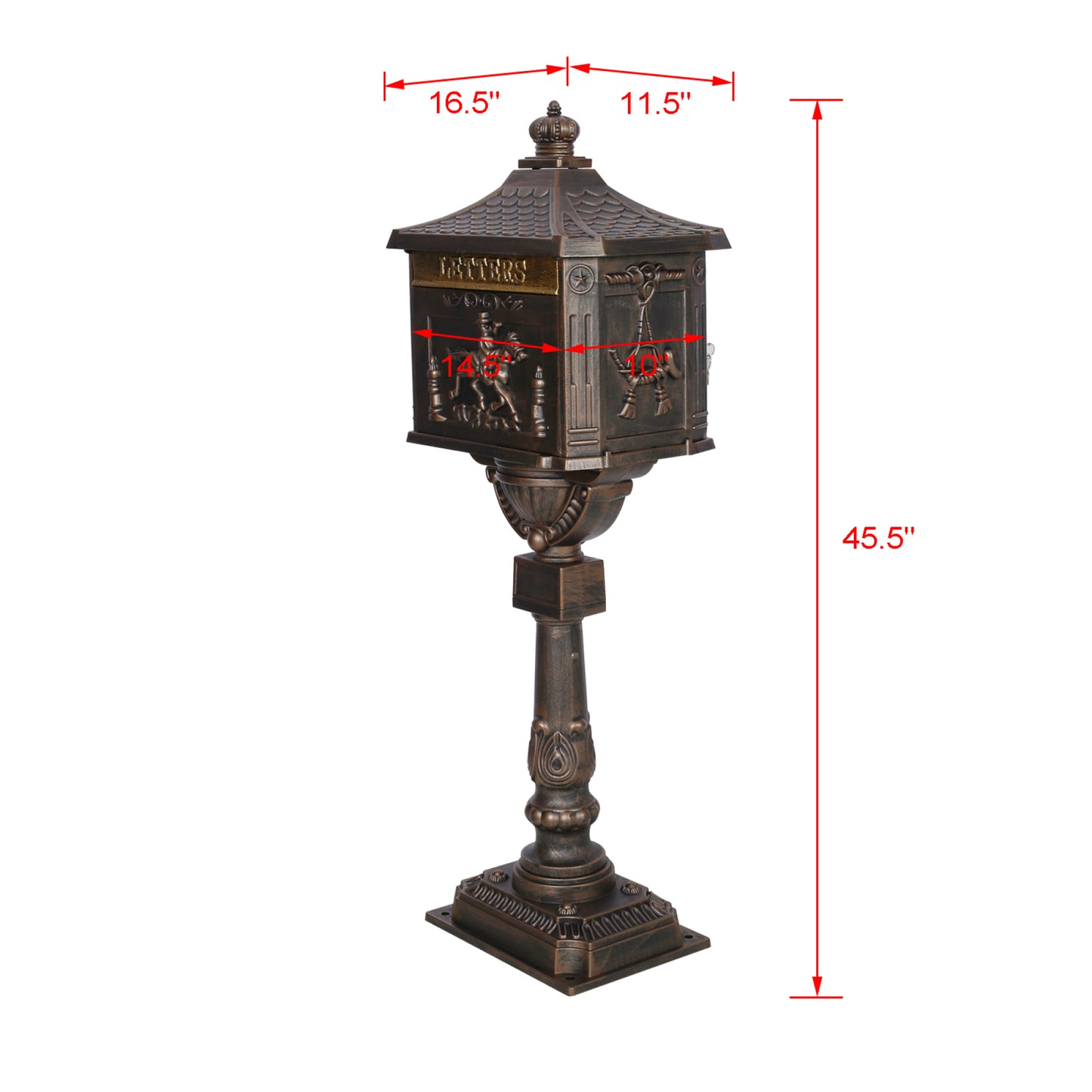 Cast Aluminum Postal Box, Durable Bronze Mailbox for Home & Office, Secure Outdoor Mail Storage, Rustic Design