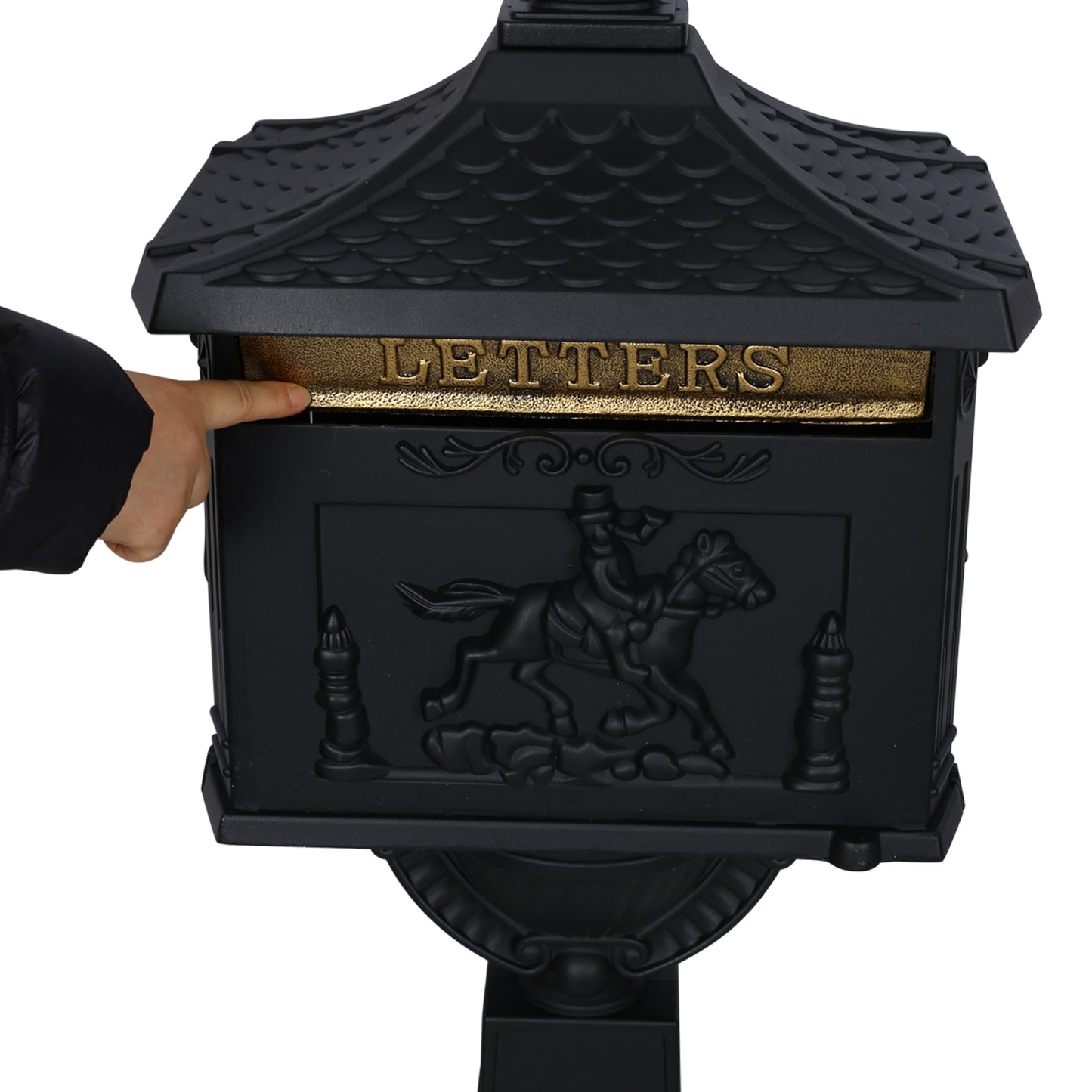 Cast Aluminum Black Postal Box - Durable Mailbox for Home or Office - Weather-Resistant and Secure Design