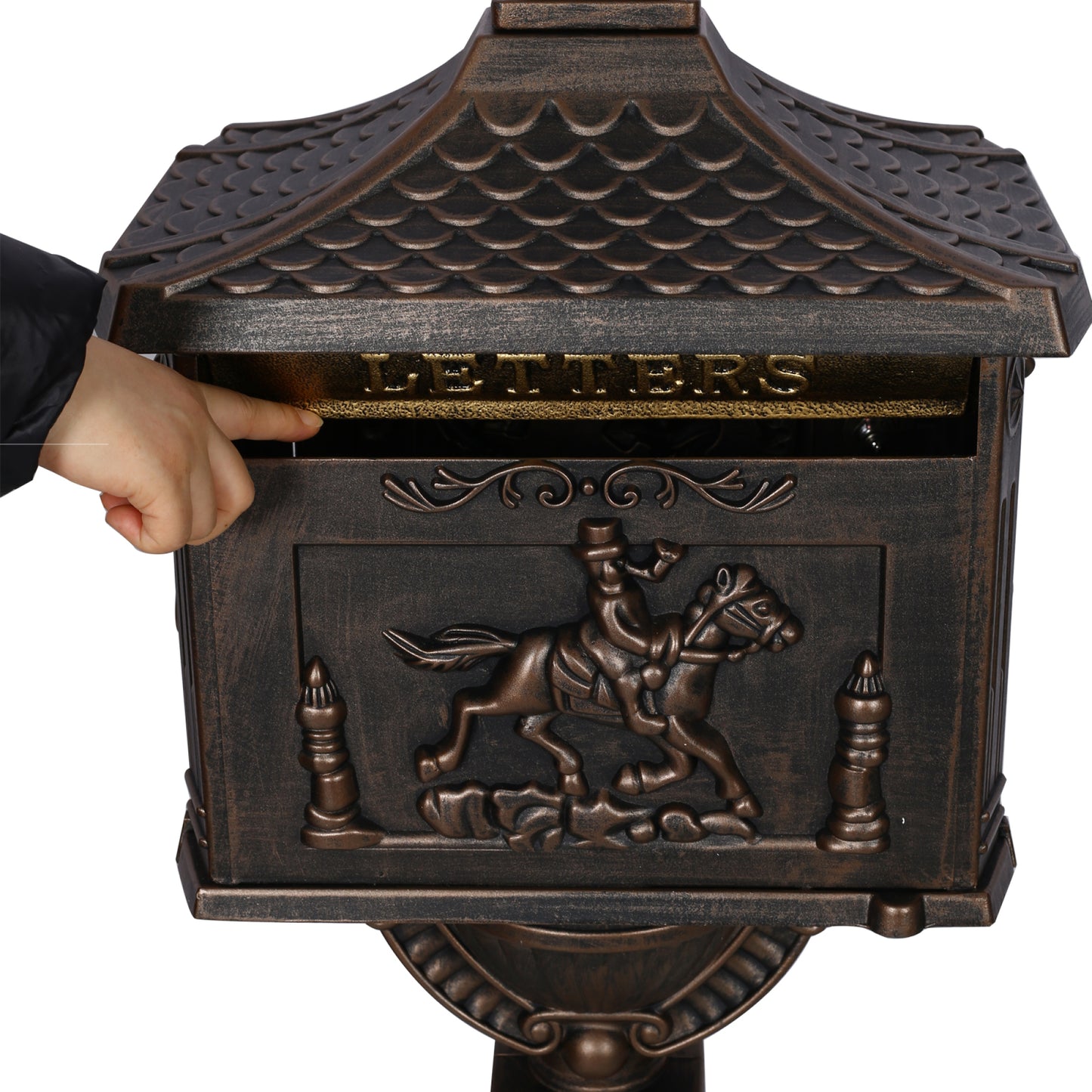 Cast Aluminum Postal Box, Durable Bronze Mailbox for Home & Office, Secure Outdoor Mail Storage, Rustic Design