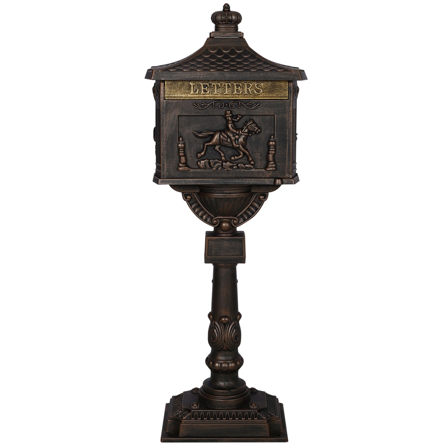 Cast Aluminum Postal Box, Durable Bronze Mailbox for Home & Office, Secure Outdoor Mail Storage, Rustic Design