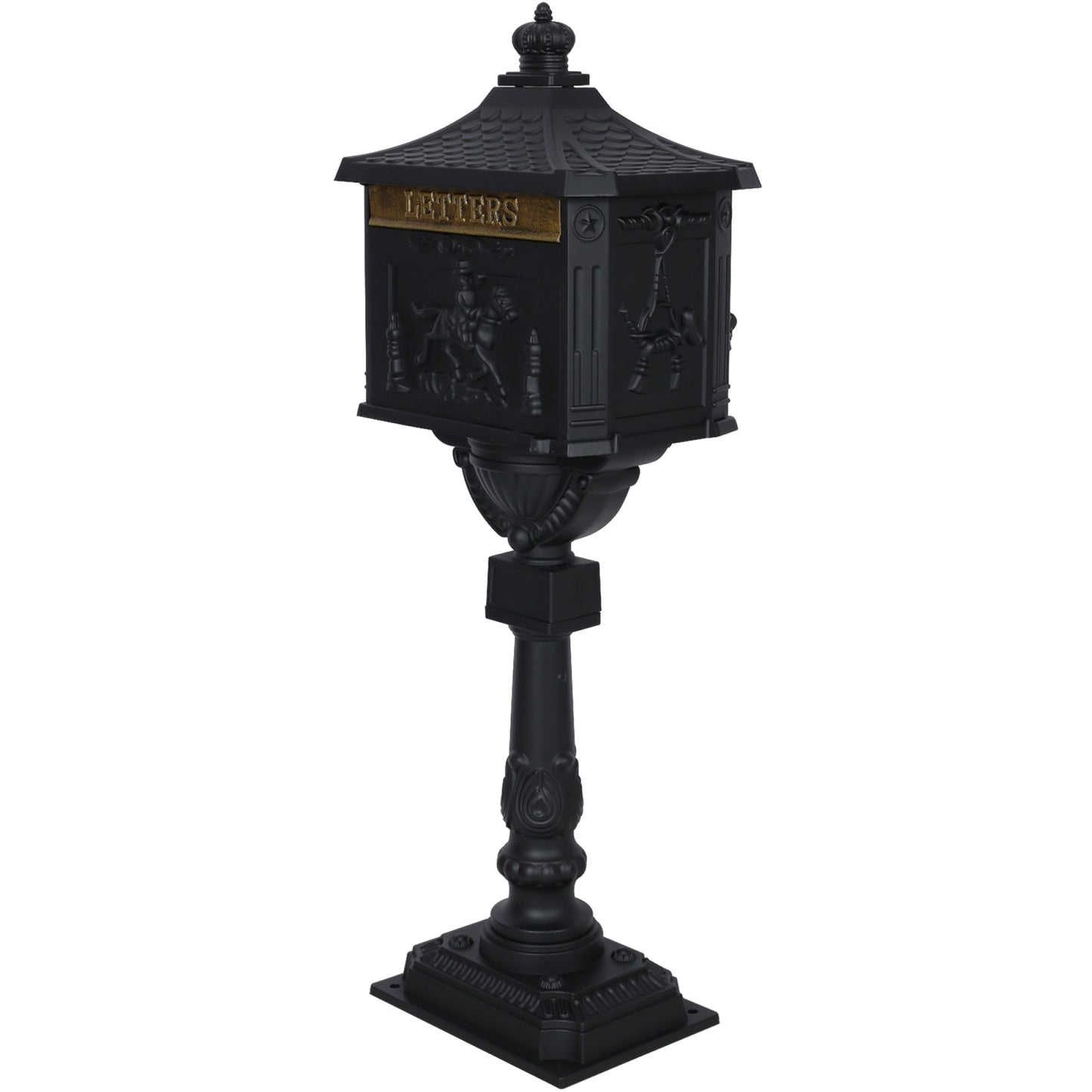 Cast Aluminum Black Postal Box - Durable Mailbox for Home or Office - Weather-Resistant and Secure Design