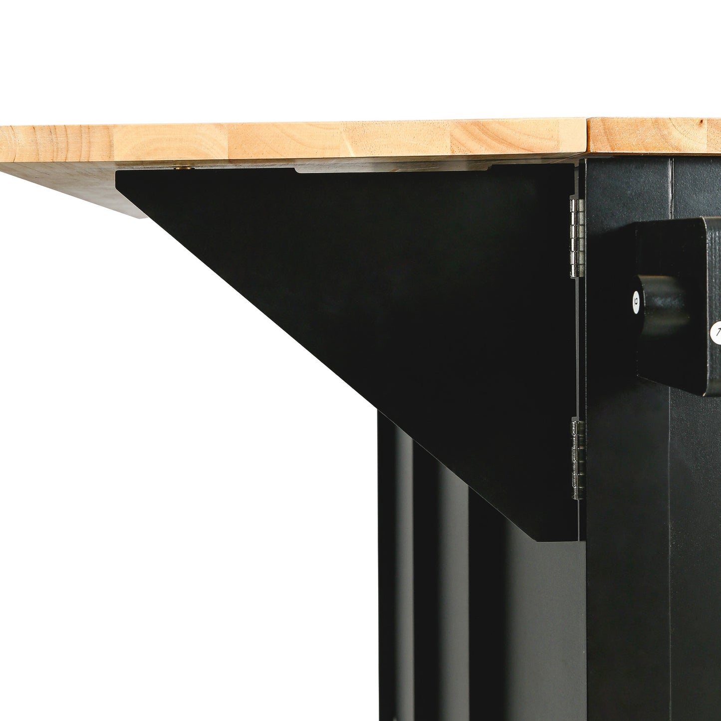 Black Kitchen Island Cart with Rubberwood Drop-Leaf Top Storage Cabinet and 3 Drawers on Wheels