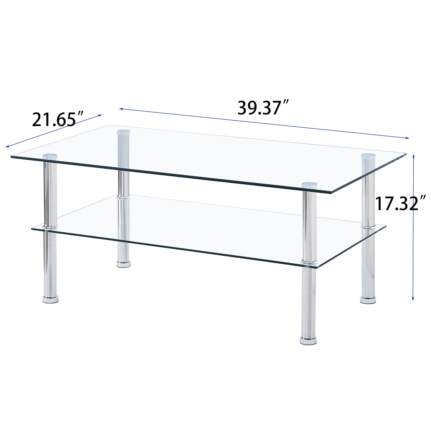 Modern Clear Glass Coffee Table - Tempered Glass Design for Elegant Living Room Décor