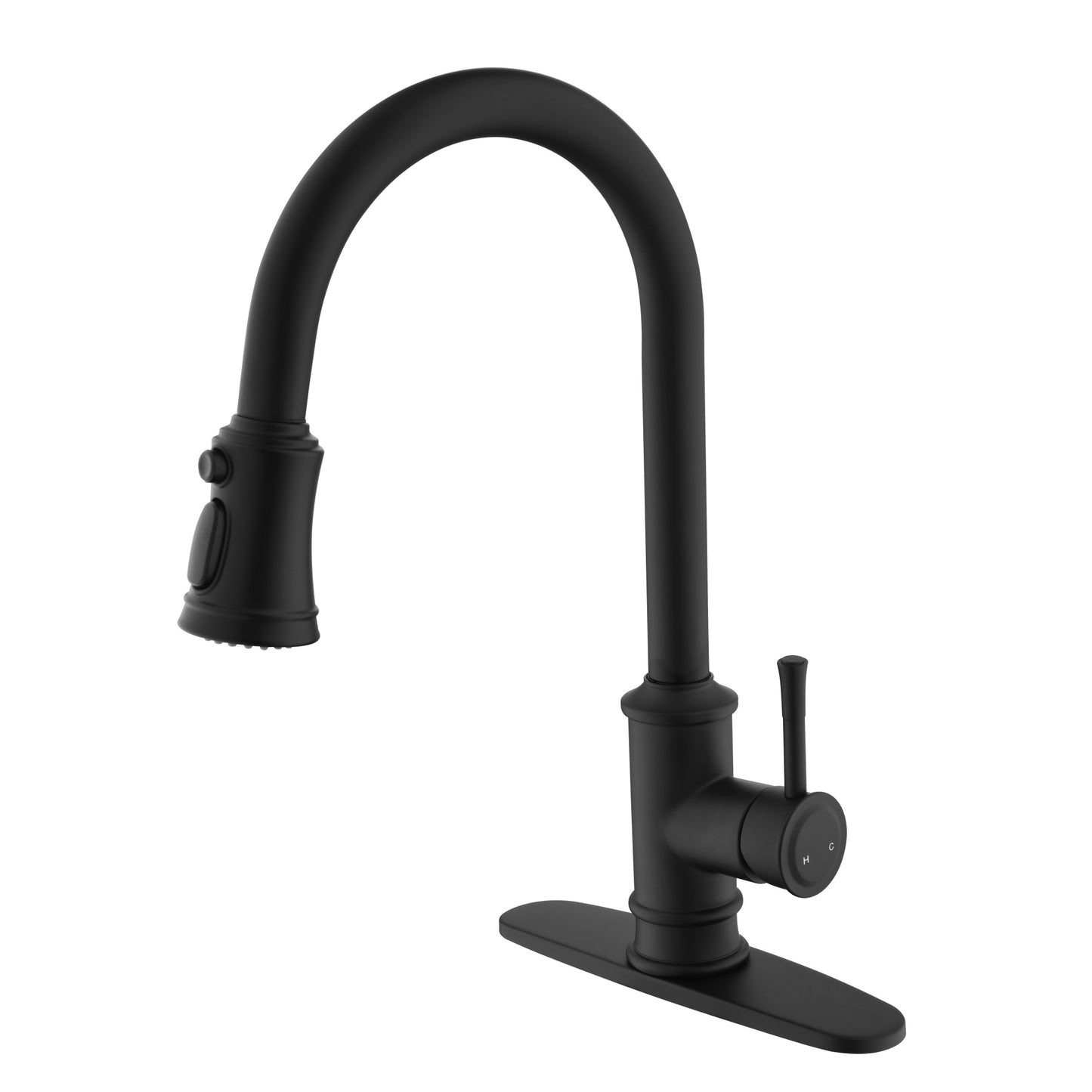 Single Handle High Arc Brushed Nickel Kitchen Faucet with Pull Down Sprayer - Stainless Steel Single Level Sink Faucet