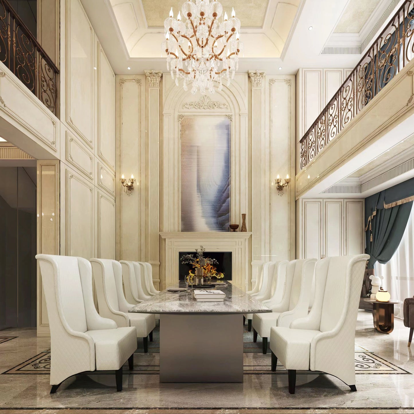 Comfy Wide High-Back Faux Leather Accent Chair, Modern Wingback Chair with Soft Padding & Wooden Legs, White