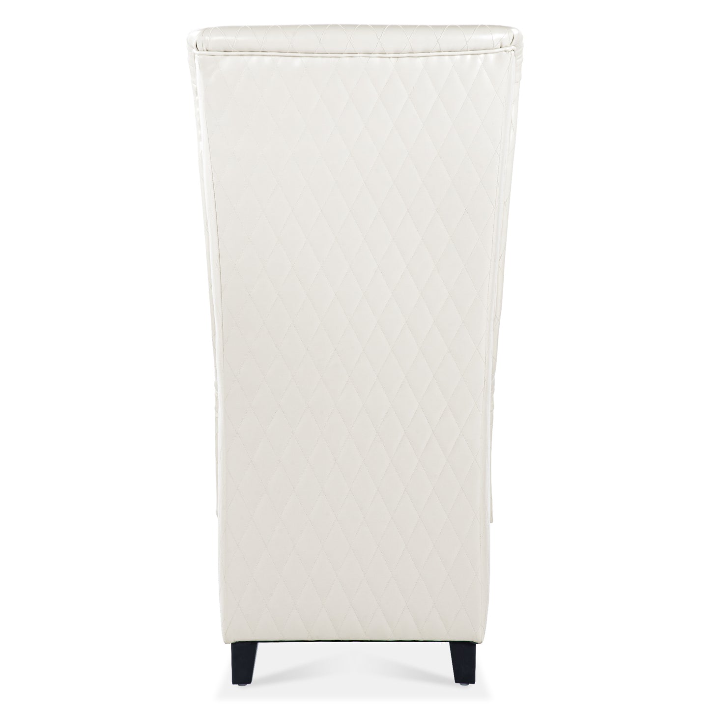Comfy Wide High-Back Faux Leather Accent Chair, Modern Wingback Chair with Soft Padding & Wooden Legs, White