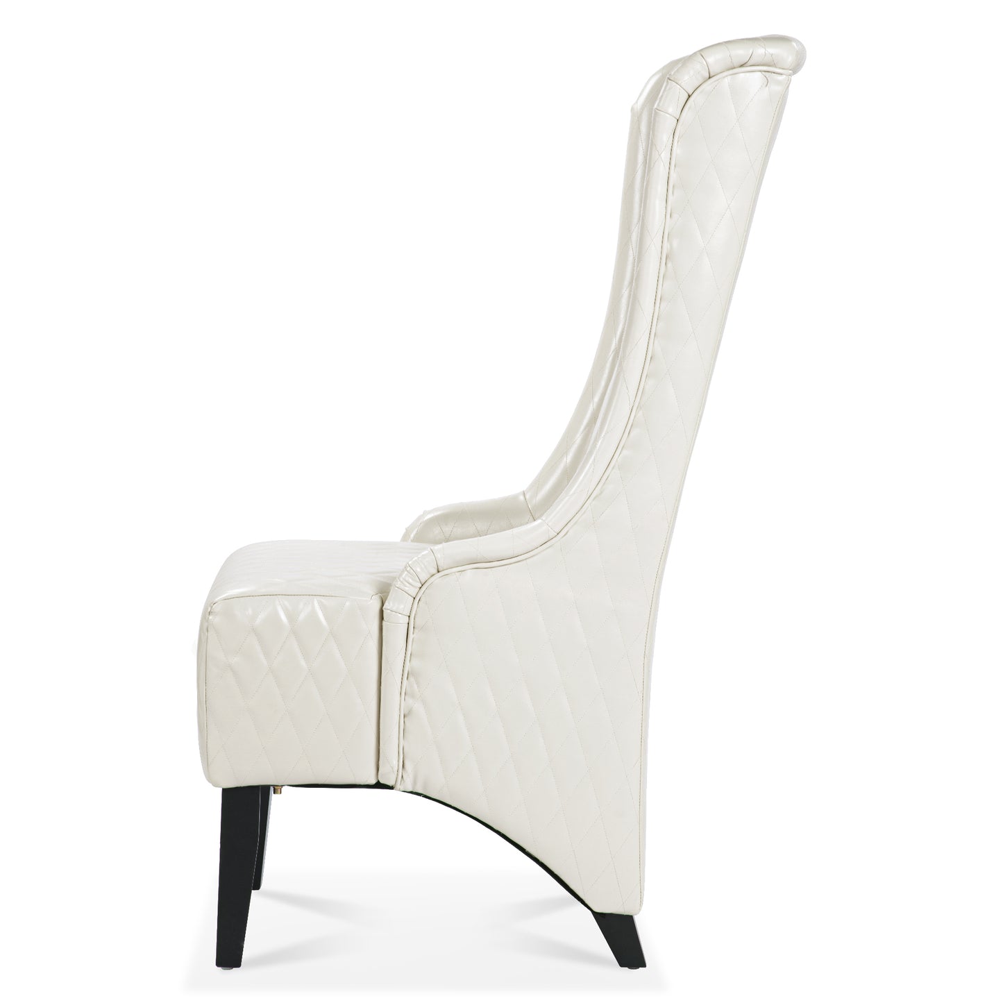 Comfy Wide High-Back Faux Leather Accent Chair, Modern Wingback Chair with Soft Padding & Wooden Legs, White