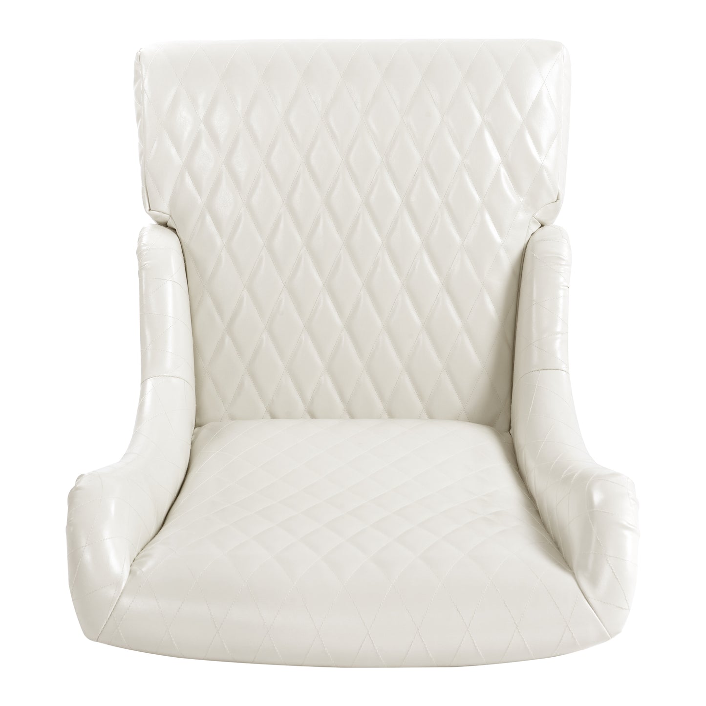 Comfy Wide High-Back Faux Leather Accent Chair, Modern Wingback Chair with Soft Padding & Wooden Legs, White
