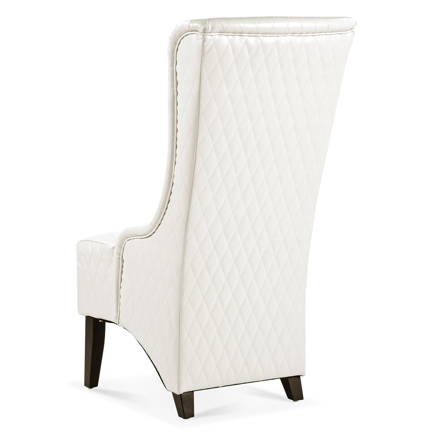 Comfy Wide High-Back Faux Leather Accent Chair, Modern Wingback Chair with Soft Padding & Wooden Legs, White