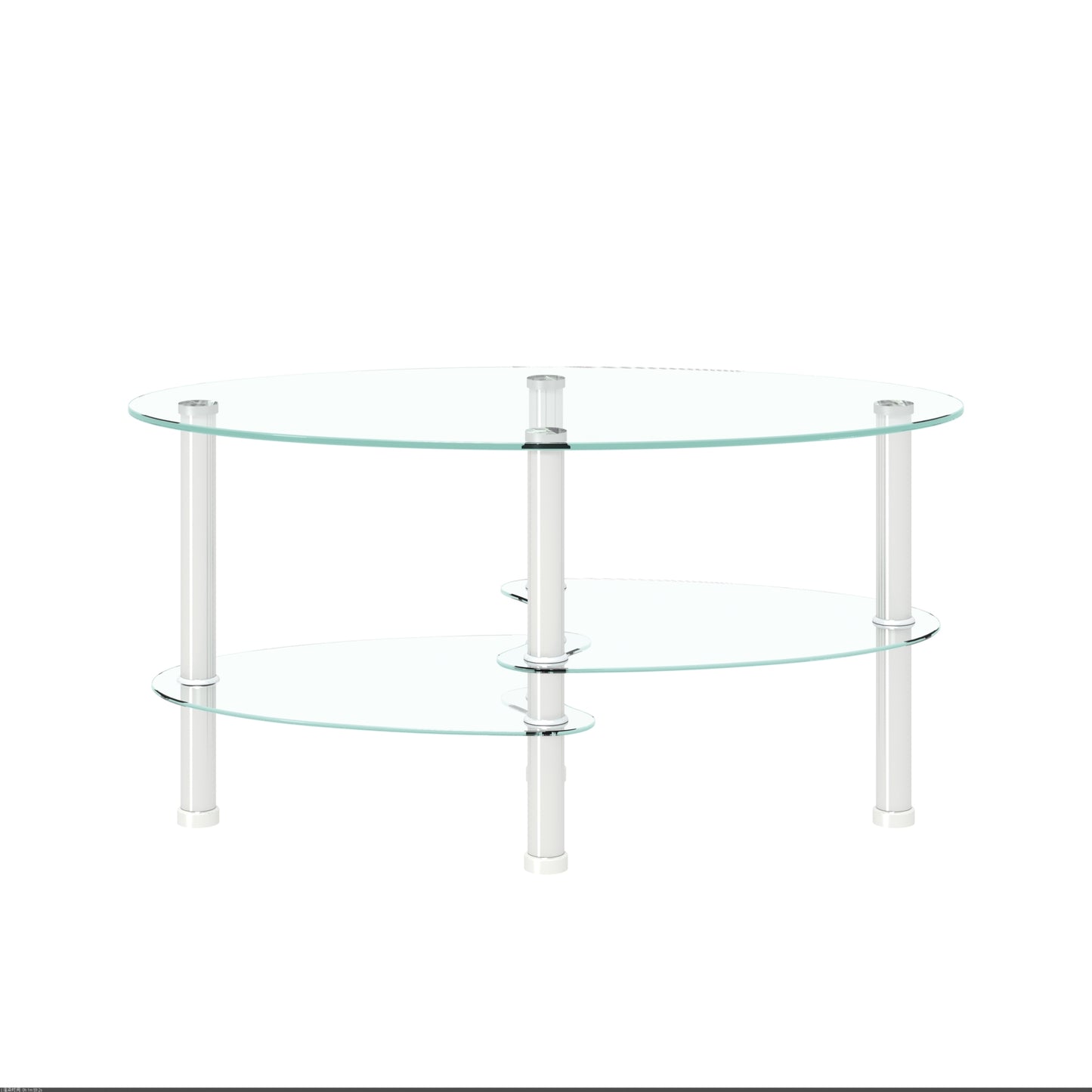 Transparent Oval Glass Coffee Table with Stainless Steel Legs - Modern 3-Layer Tea Table for Living Room Elegance
