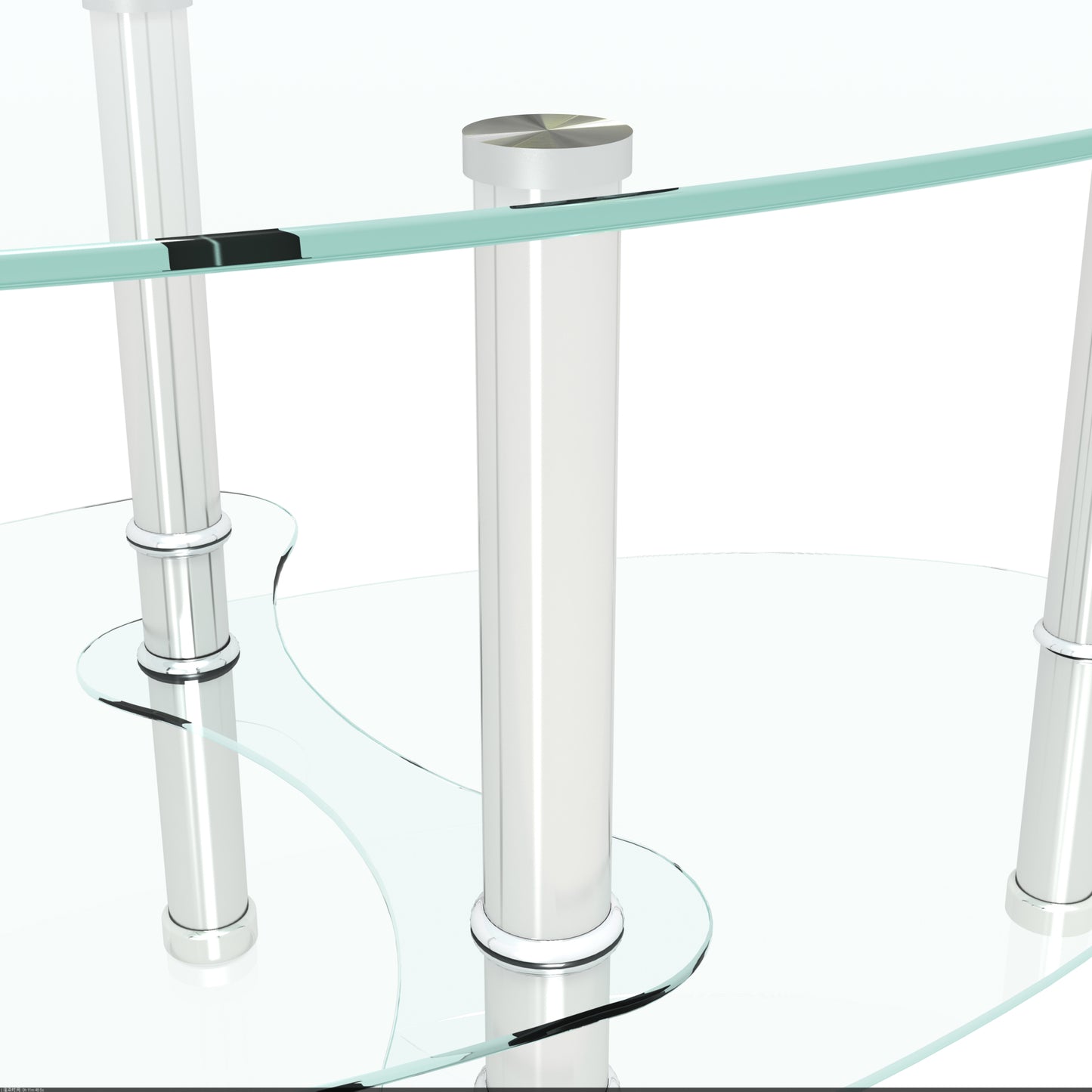 Transparent Oval Glass Coffee Table with Stainless Steel Legs - Modern 3-Layer Tea Table for Living Room Elegance