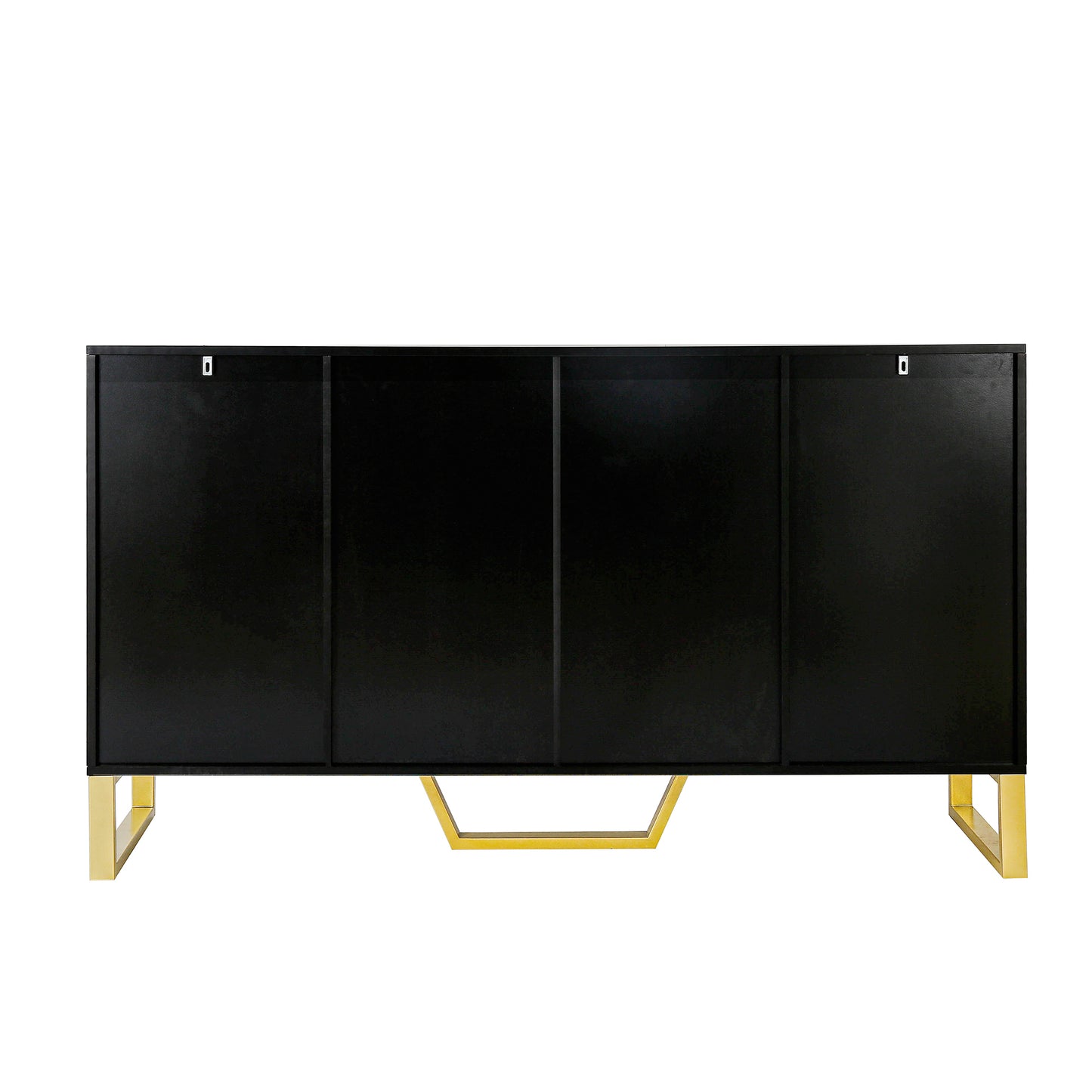 Modern Sideboard with 4 Doors, Metal Handles & Legs, Adjustable Shelves - Stylish Black Kitchen Cabinet Storage Solution