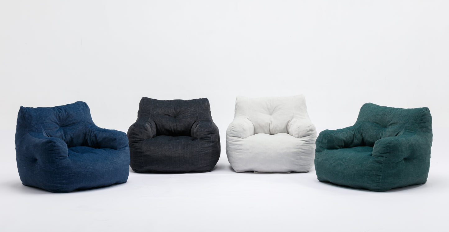 Soft Velvet Fabric Bean Bag Chair Filled With Memory Sponge,Ivory