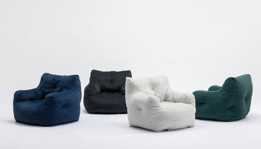 Soft Velvet Fabric Bean Bag Chair Filled With Memory Sponge,Ivory