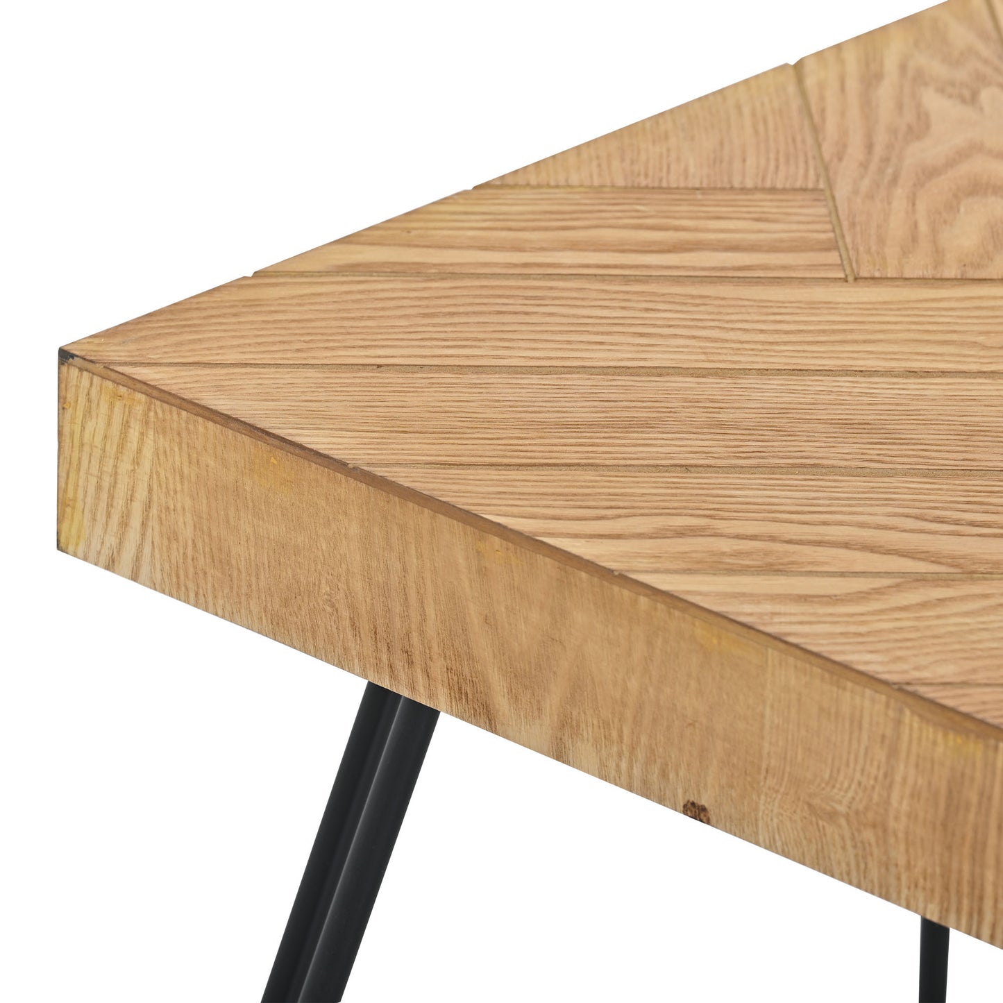 Modern Coffee Table with Chevron Pattern, Easy Assembly Tea Table, Thick Cocktail Table with Metal Hairpin Legs for Living Room