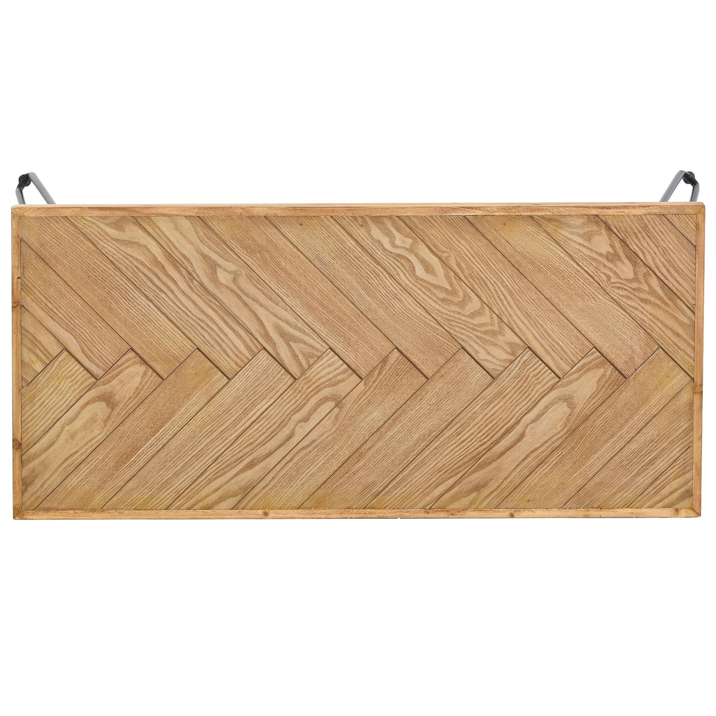 Modern Coffee Table with Chevron Pattern & Metal Hairpin Legs - Easy Assembly Tea/Cocktail Table for Living Room, Ash Wood Finish