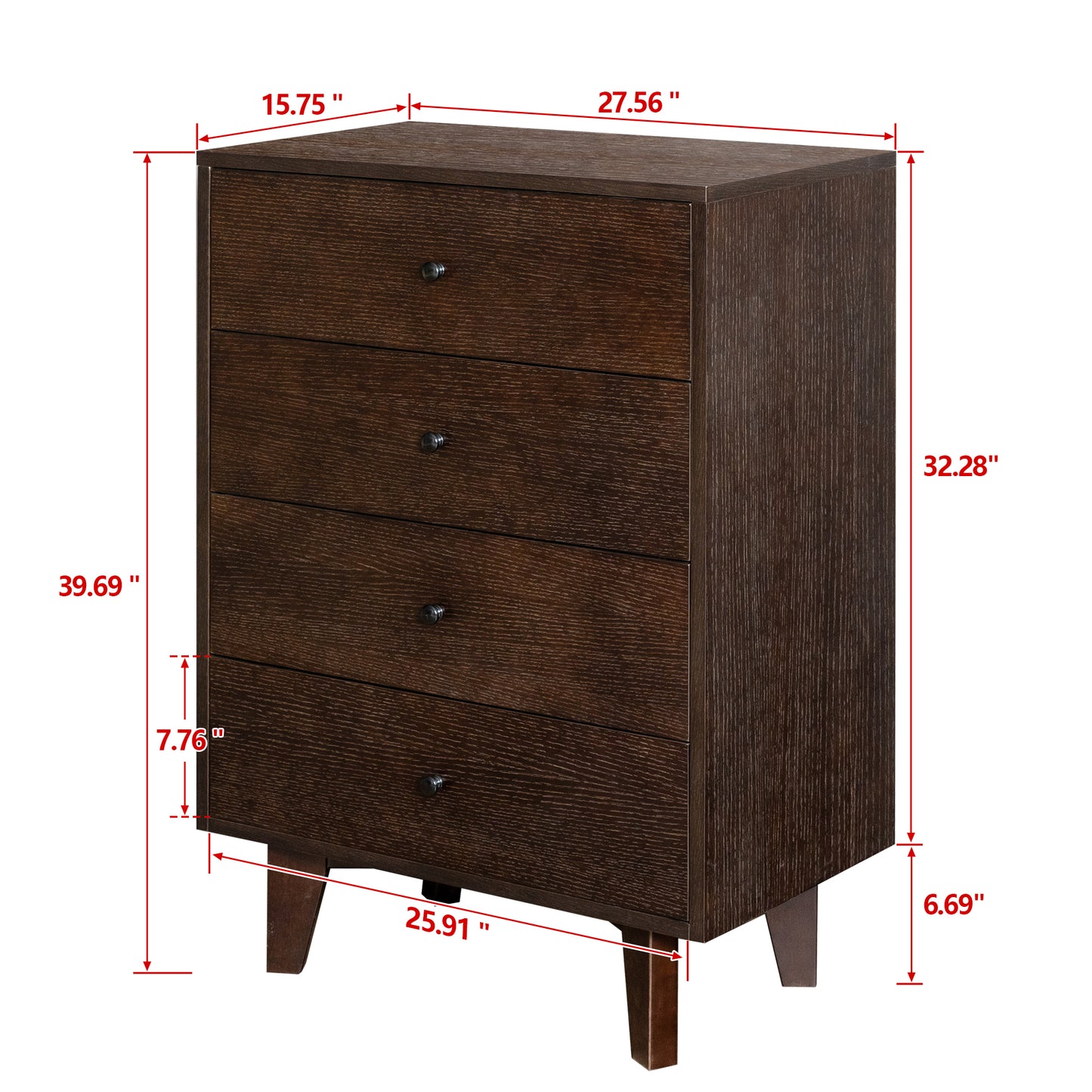 Solid Wood Spray-Painted Dresser Buffet Server Console Table with Retro Round Handles for Dining Room, Living Room & Kitchen, Auburn Finish