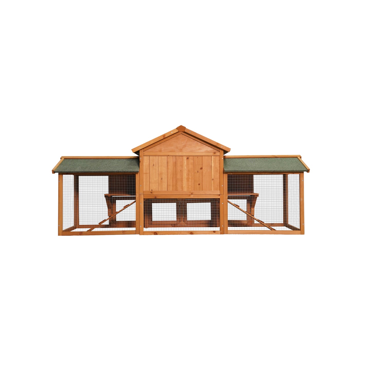 Extra Large 79.5 Bunny Cage with 2 Runs, Small Animal Habitat for Guinea Pigs & Hamsters, Removable Tray, Two-Tier Design, Waterproof Roof