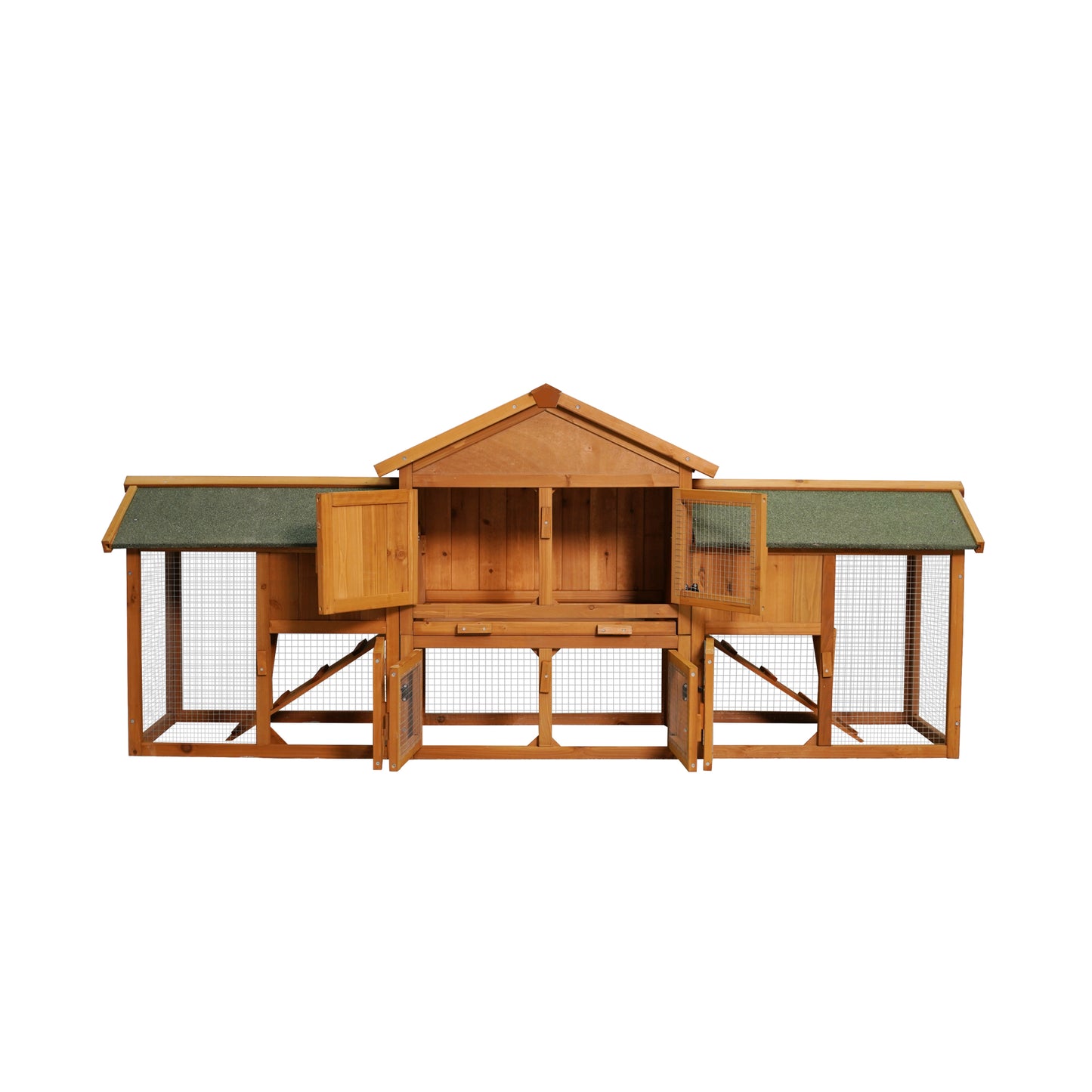 Extra Large 79.5 Bunny Cage with 2 Runs, Small Animal Habitat for Guinea Pigs & Hamsters, Removable Tray, Two-Tier Design, Waterproof Roof