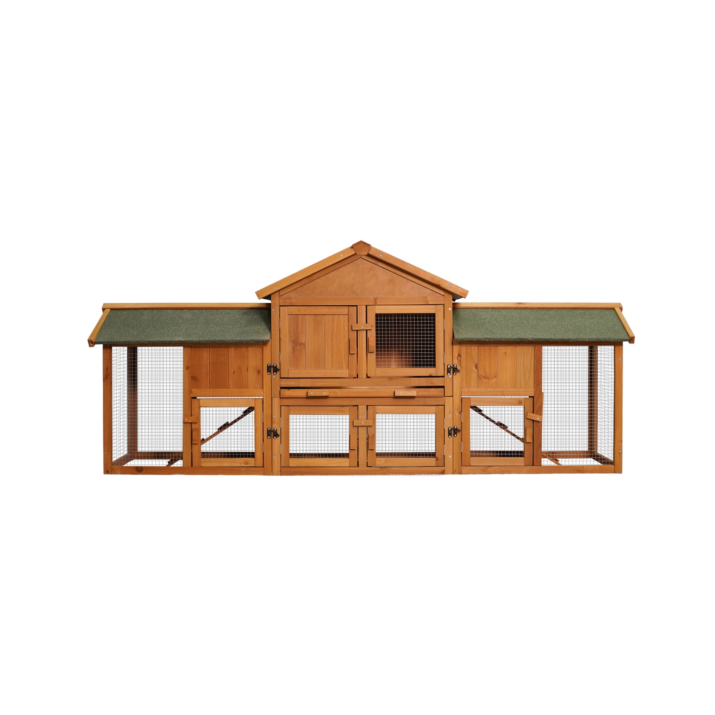 Extra Large 79.5 Bunny Cage with 2 Runs, Small Animal Habitat for Guinea Pigs & Hamsters, Removable Tray, Two-Tier Design, Waterproof Roof