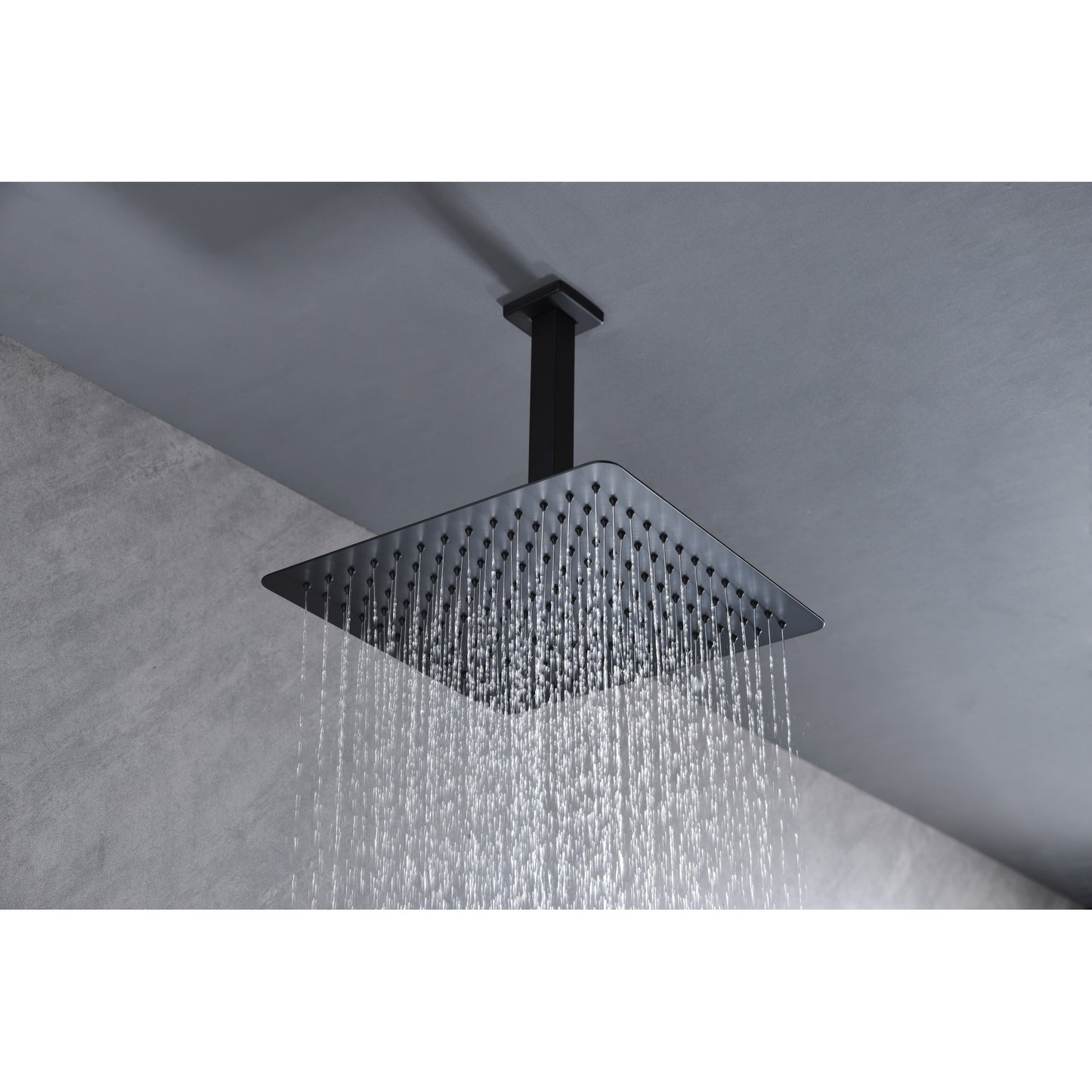 High Pressure Rain Shower Head - Ultra-Thin 304 Stainless Steel Waterfall Showerhead with Self-Clean Nozzles for Full Body Coverage