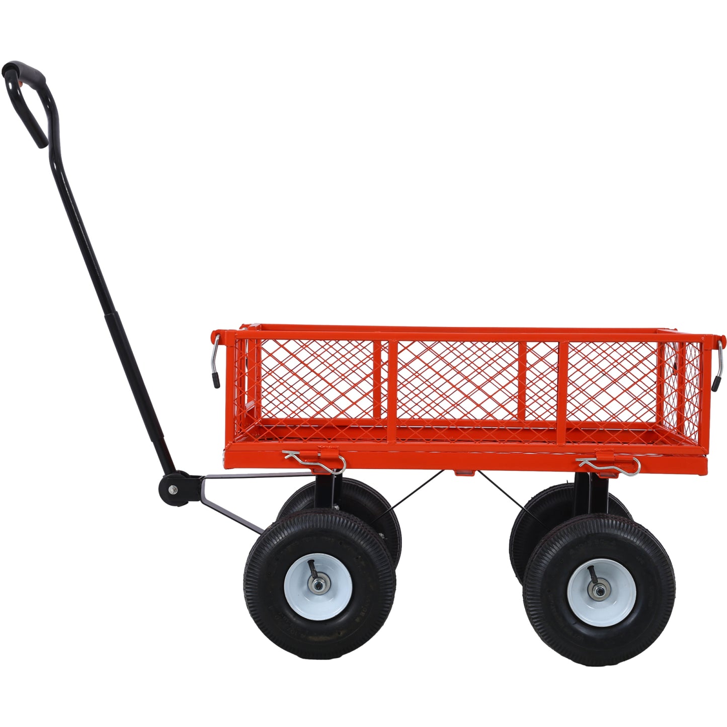 Steel Garden Cart with Removable Mesh Sides - 3 cu ft Capacity, 550 lb Load, Heavy Duty Red Utility Trolley