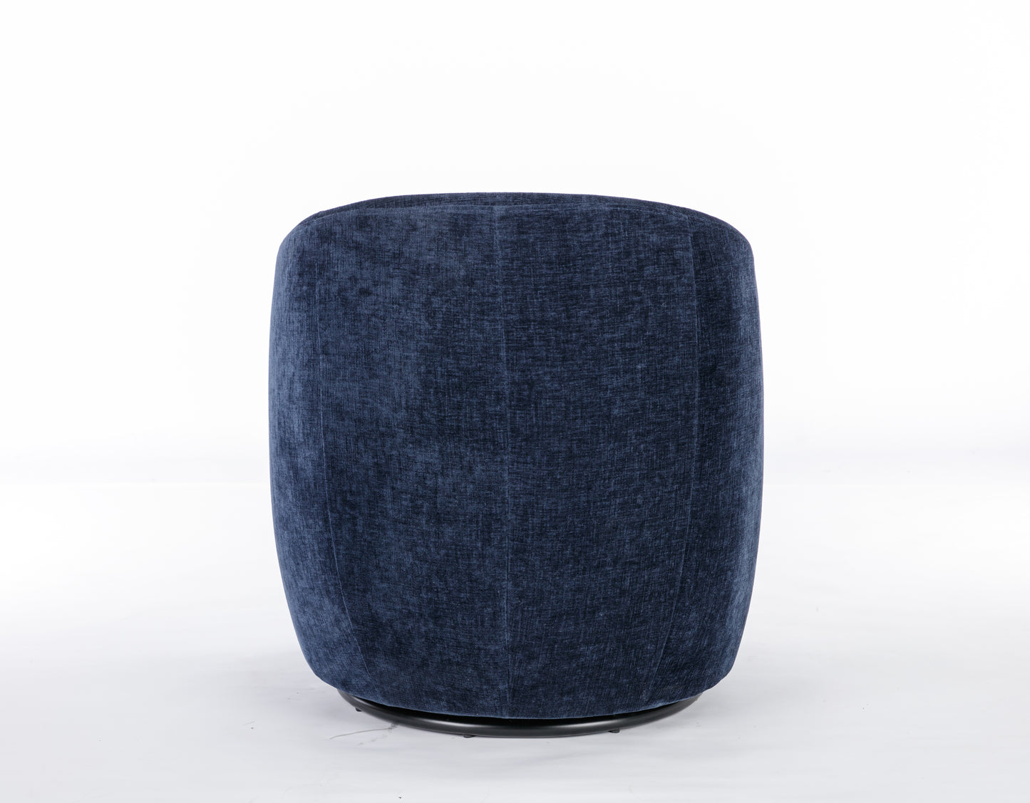 Chenille Fabric Swivel Accent Armchair Barrel Chair With Black Powder Coating Metal Ring,Blue