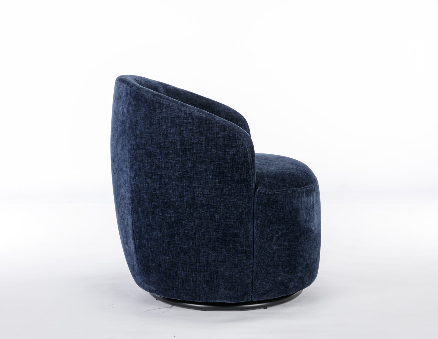 Chenille Fabric Swivel Accent Armchair Barrel Chair With Black Powder Coating Metal Ring,Blue