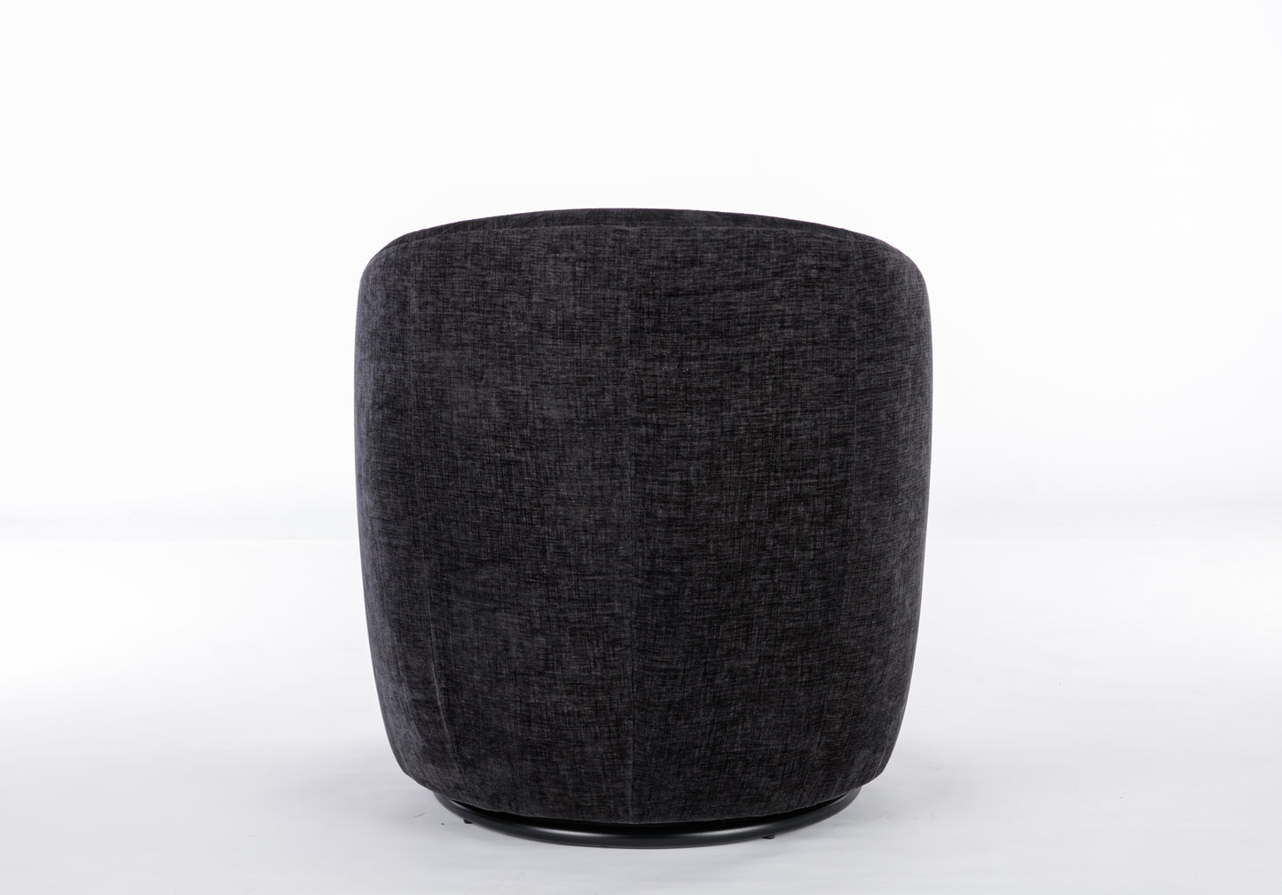 Chenille Fabric Swivel Accent Armchair Barrel Chair With Black Powder Coating Metal Ring,Black