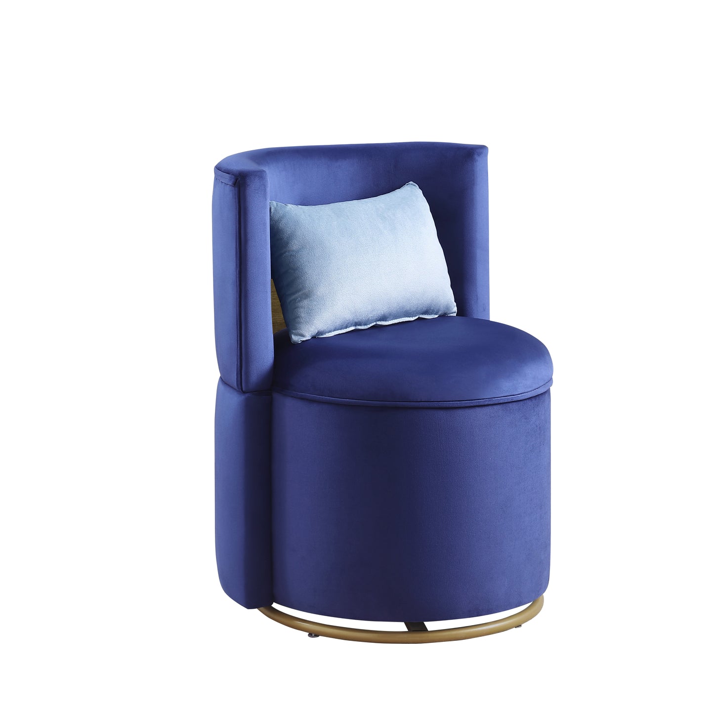 360 degree Swivel Accent Chair with Storage Velvet Curved Chair Gold Metal Base for Living Room Nursery Bedroom