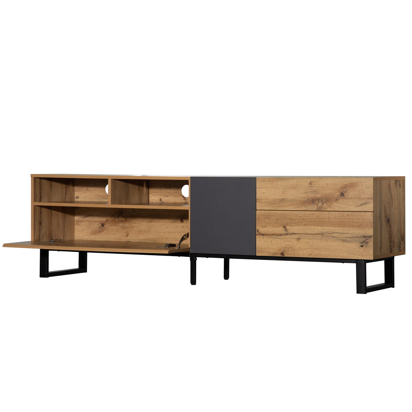 Elegant Modern TV Stand for 80 Inch TV with Double Storage Media Console Entertainment Center and Drop Down Door