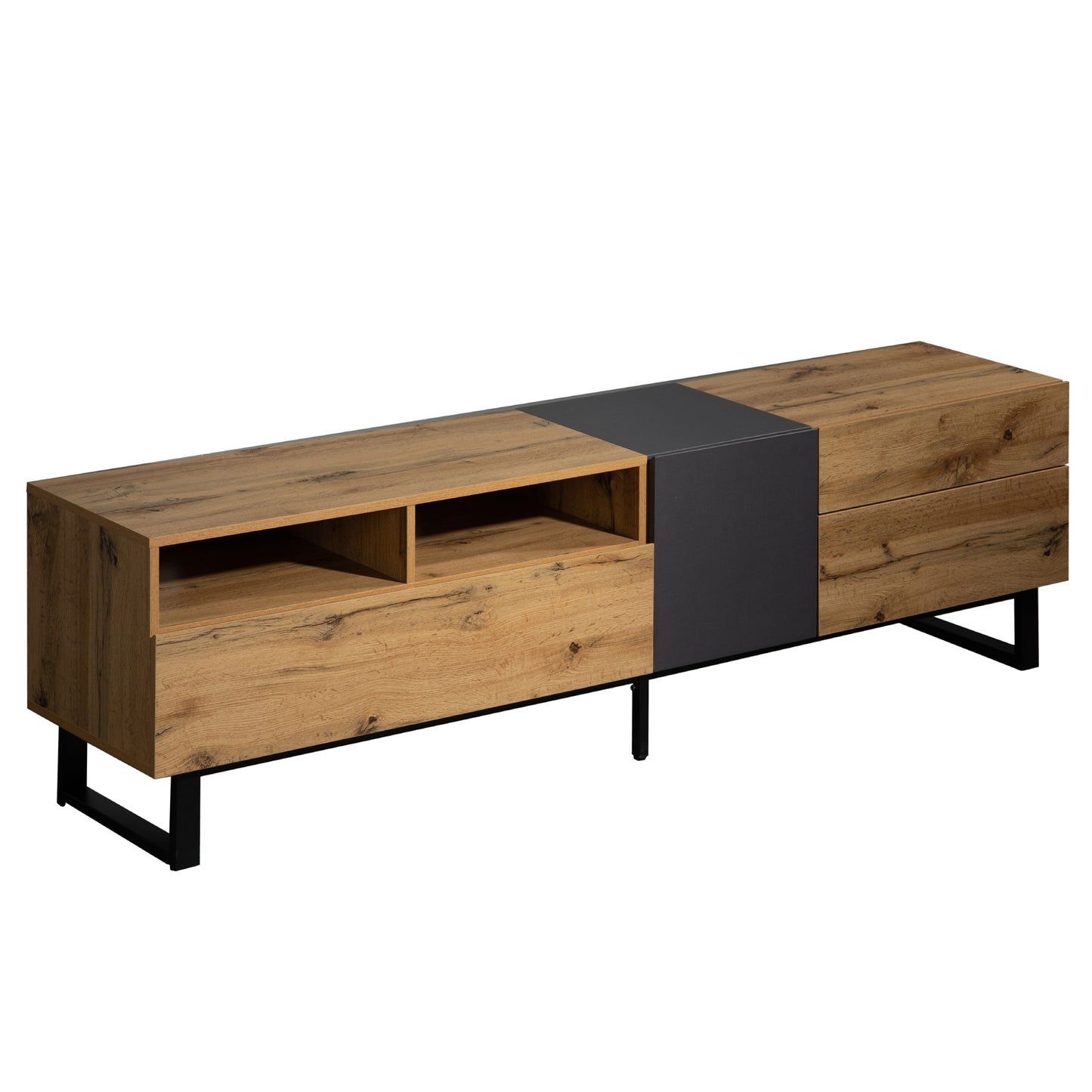 Elegant Modern TV Stand for 80 Inch TV with Double Storage Media Console Entertainment Center and Drop Down Door