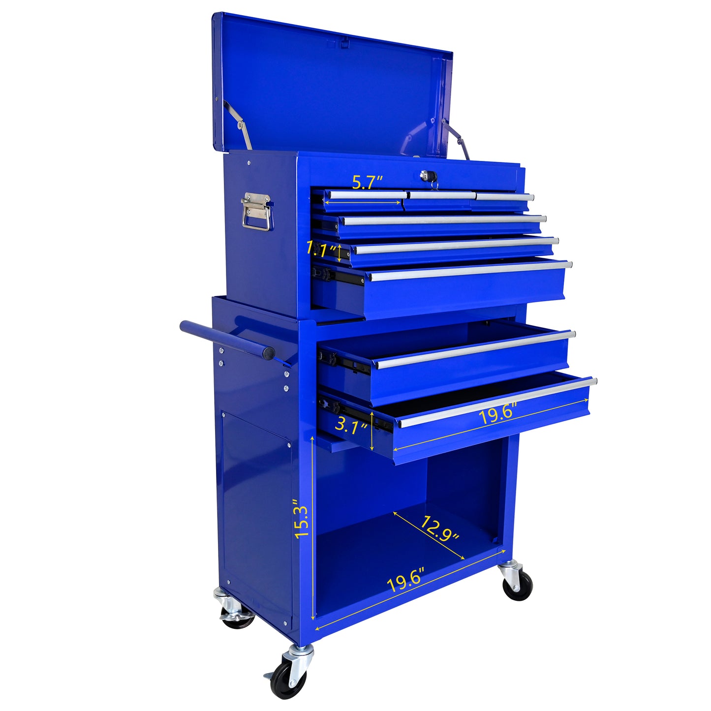 High Capacity Rolling Tool Chest with Wheels, 8-Drawer Storage Cabinet, Heavy-Duty Tool Organizer, Blue Tool Box on Wheels