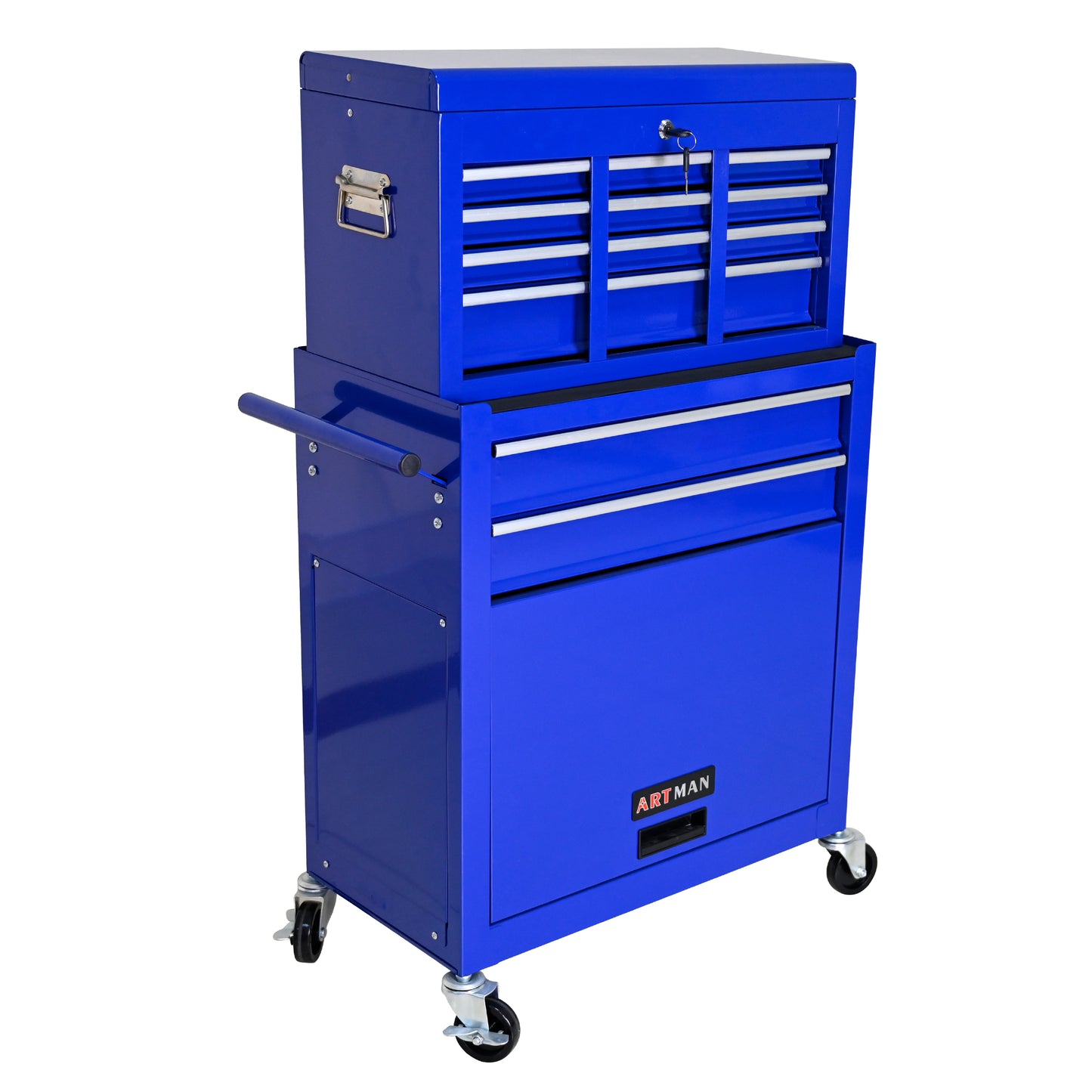 High Capacity Rolling Tool Chest with Wheels, 8-Drawer Storage Cabinet, Heavy-Duty Tool Organizer, Blue Tool Box on Wheels