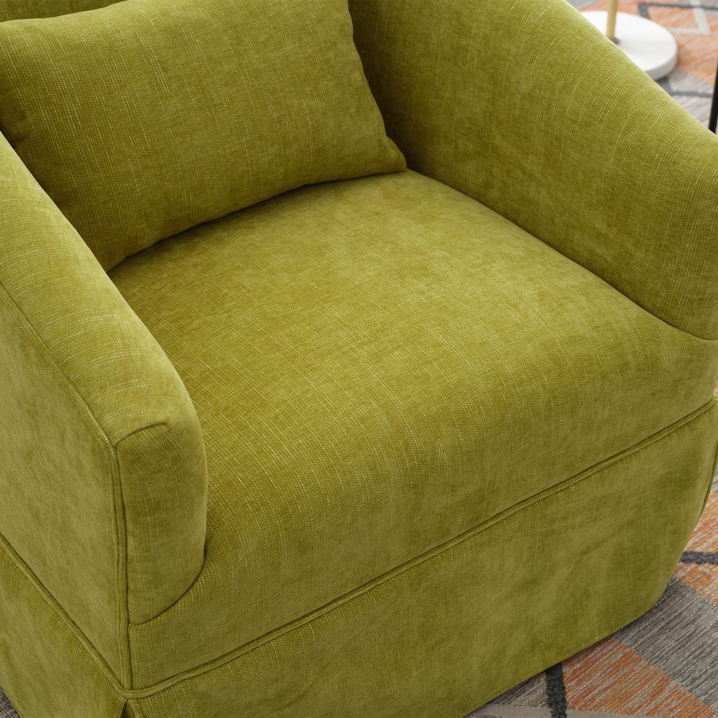 360-degree Swivel Accent Armchair Linen Blend FRUIT GREEN