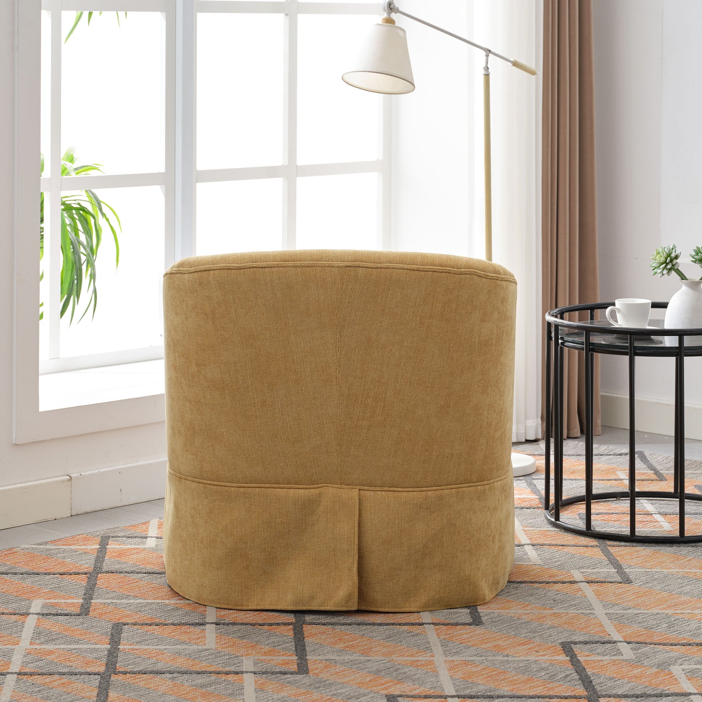 360-degree Swivel Accent Armchair Linen Blend MUSTED YELLOW