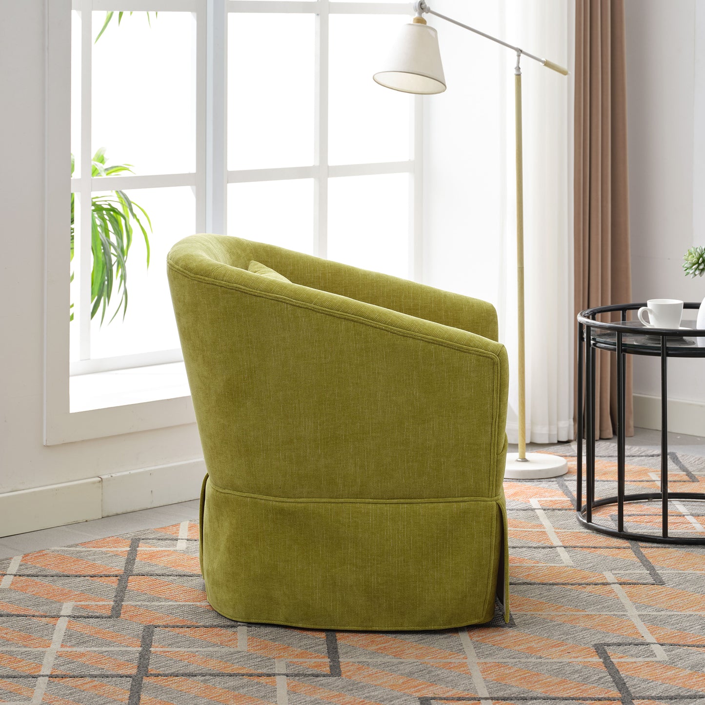 360-degree Swivel Accent Armchair Linen Blend FRUIT GREEN