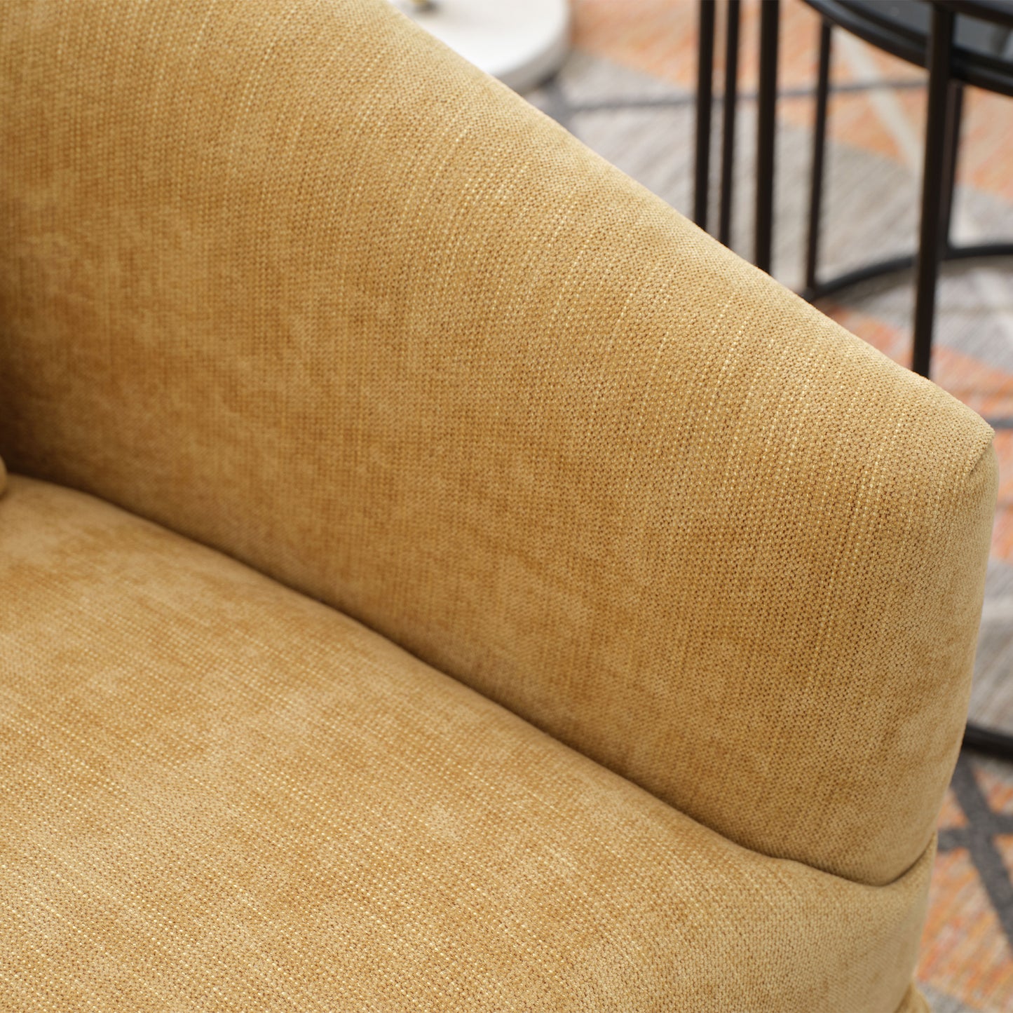 360-degree Swivel Accent Armchair Linen Blend MUSTED YELLOW