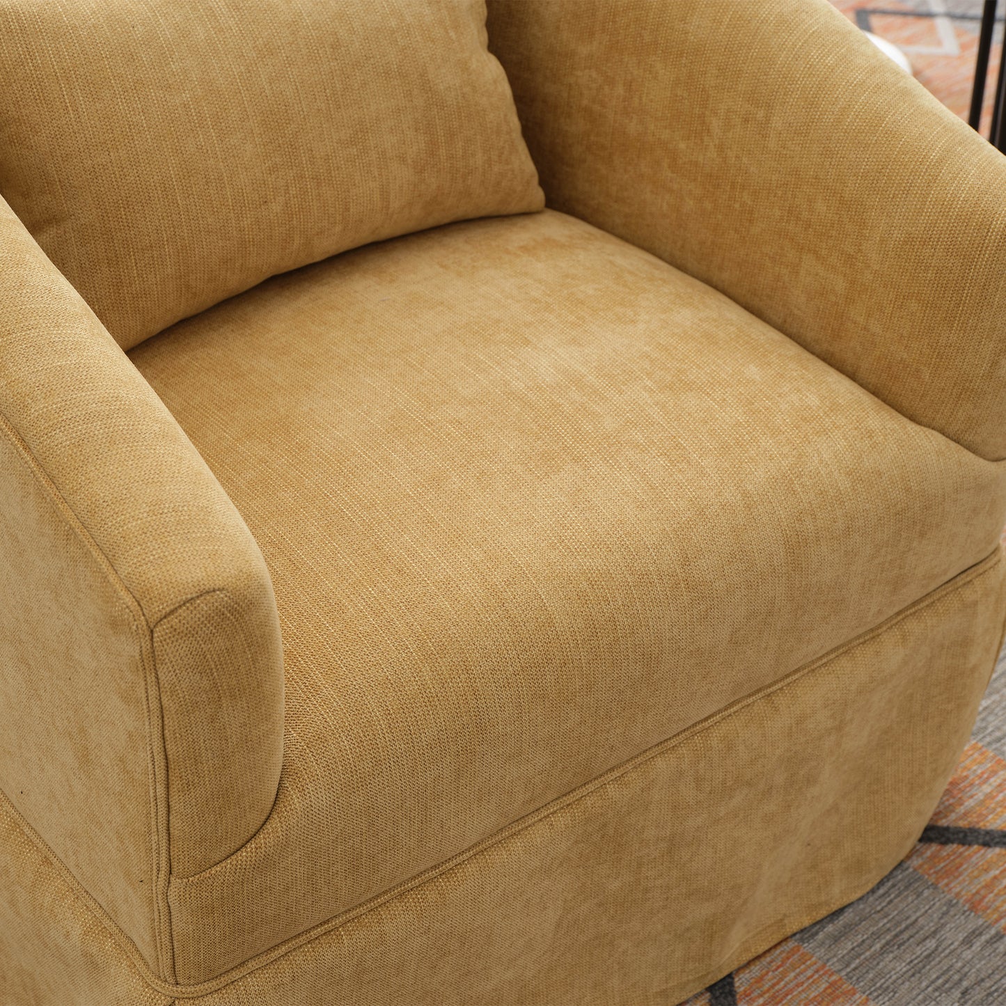 360-degree Swivel Accent Armchair Linen Blend MUSTED YELLOW