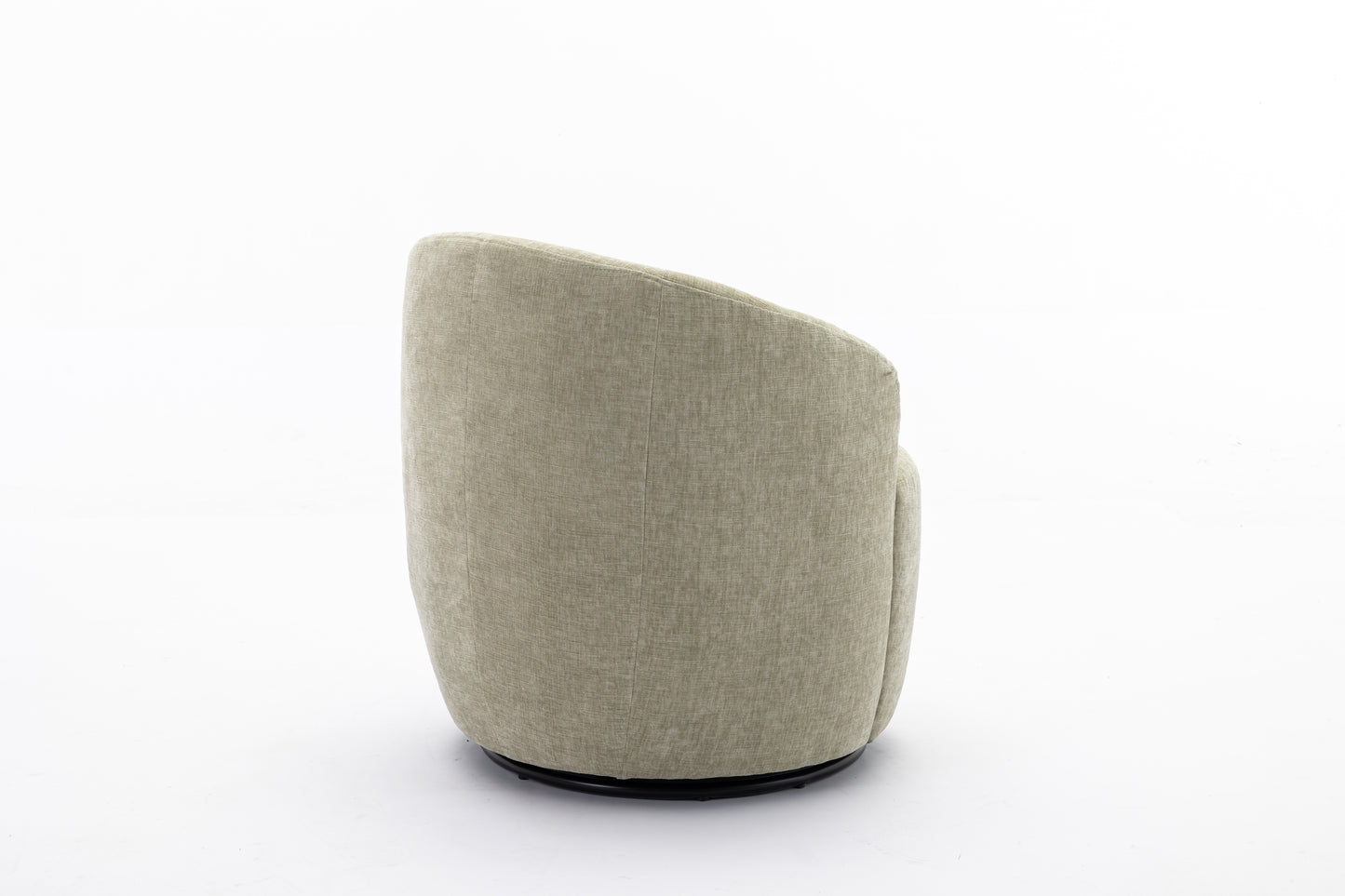 Chenille Fabric Swivel Accent Armchair Barrel Chair With Black Powder Coating Metal Ring,Light Green